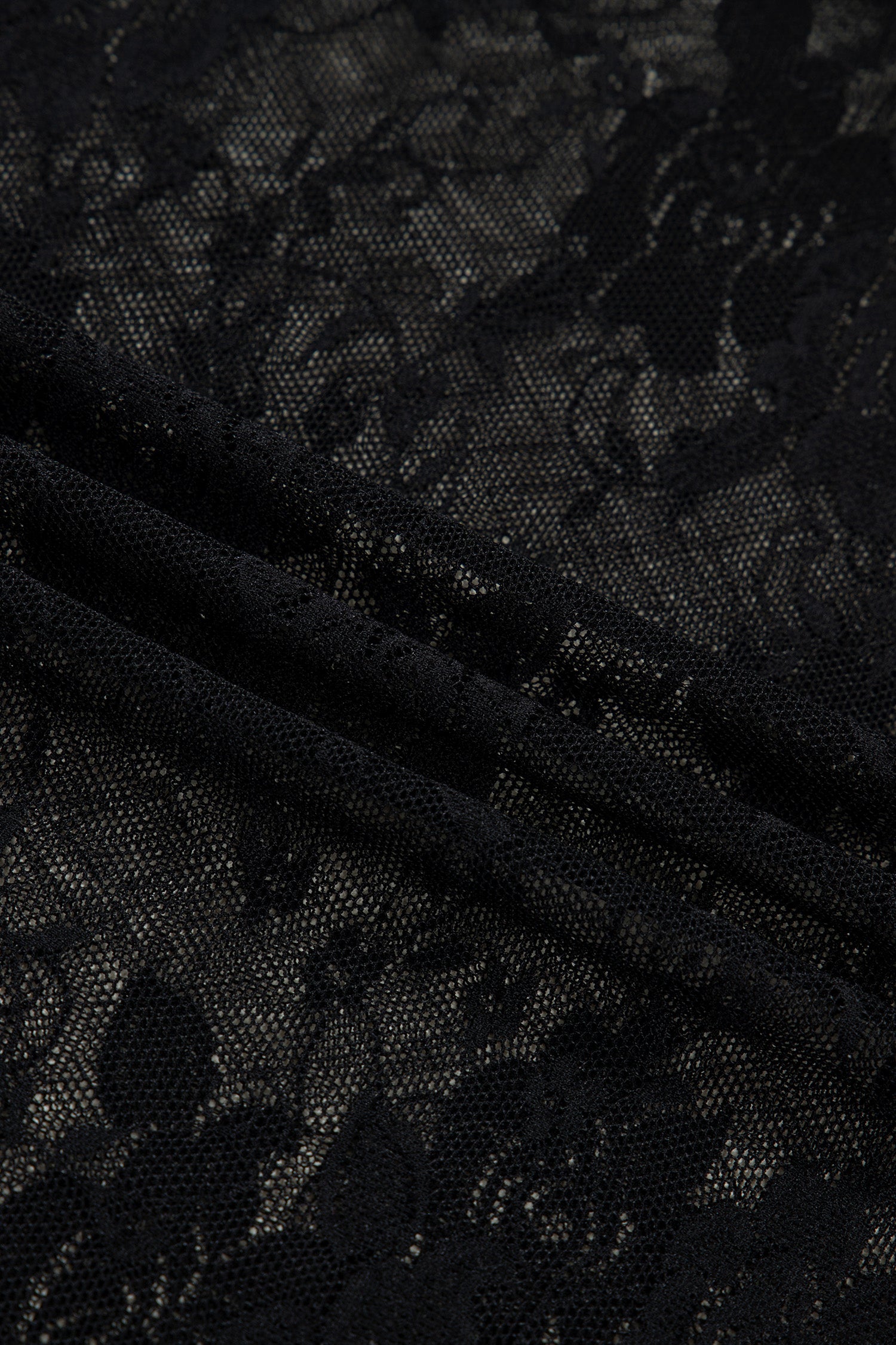 Black Floral Lace Mesh Short Sleeve Sheer Top