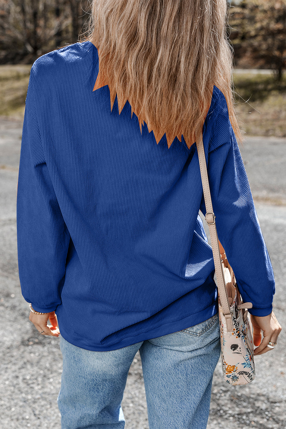 Football Game Day Embroidered Corduroy Sweatshirt