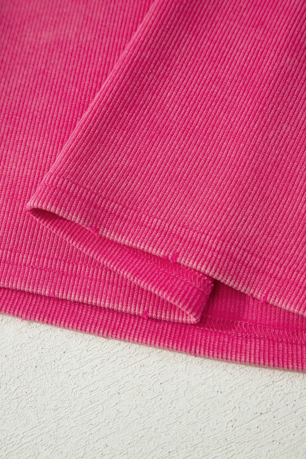 Bright Pink Vintage Distressed Ribbed Mineral Wash Tank Top