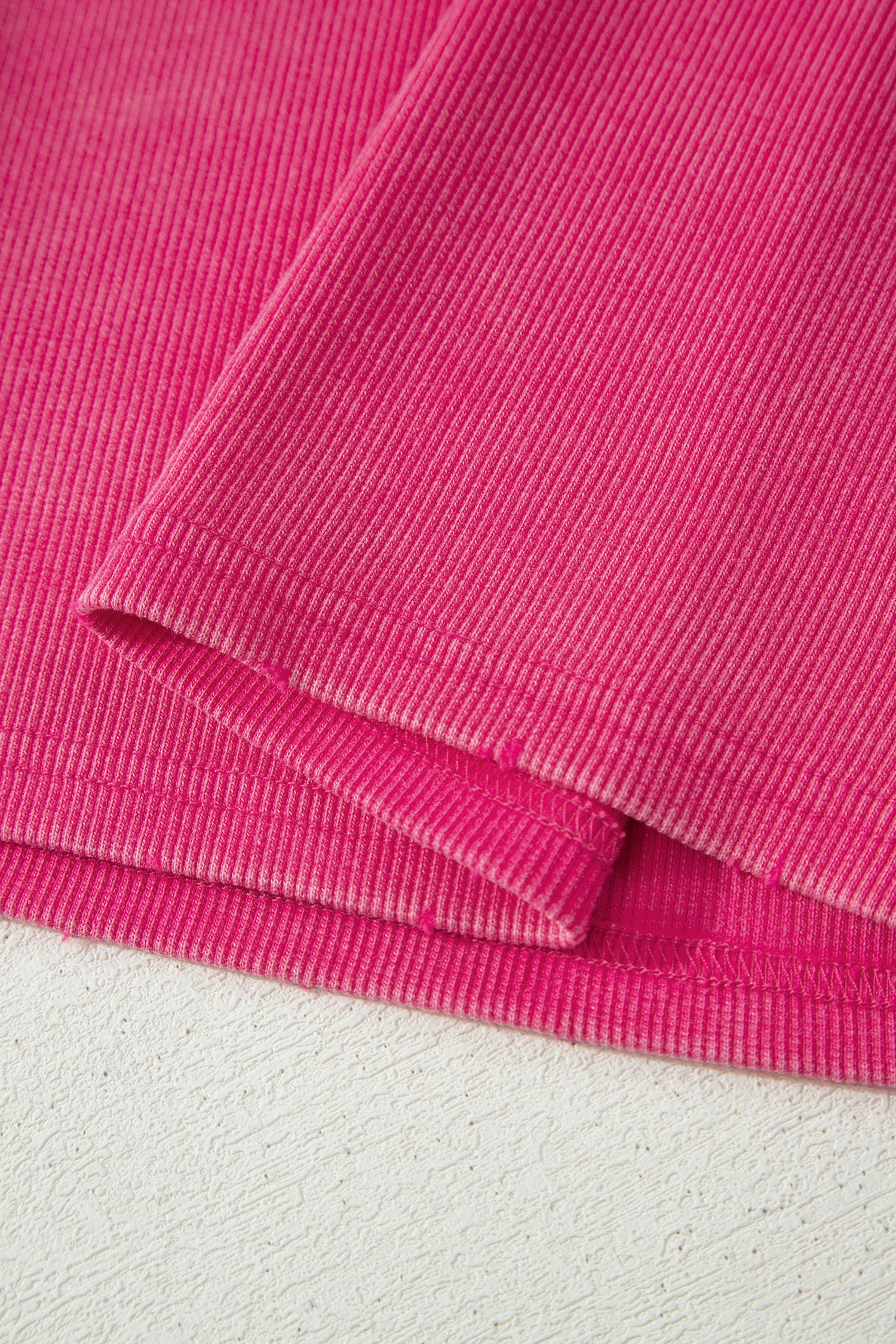 Bright Pink Vintage Distressed Ribbed Mineral Wash Tank Top