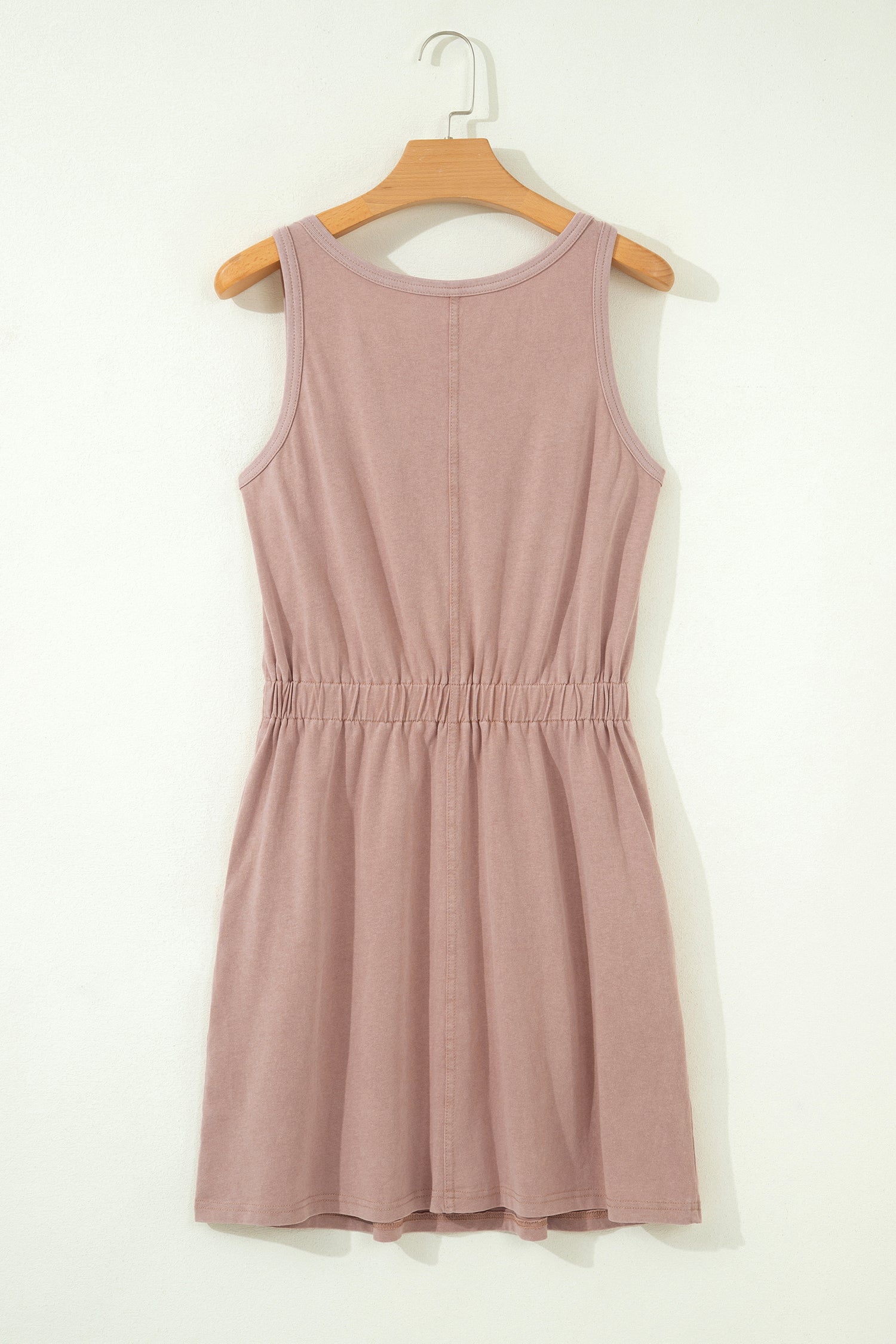 Ashleigh Blue Mineral Wash U Neck Elastic Waist Sleeveless Mini Dress