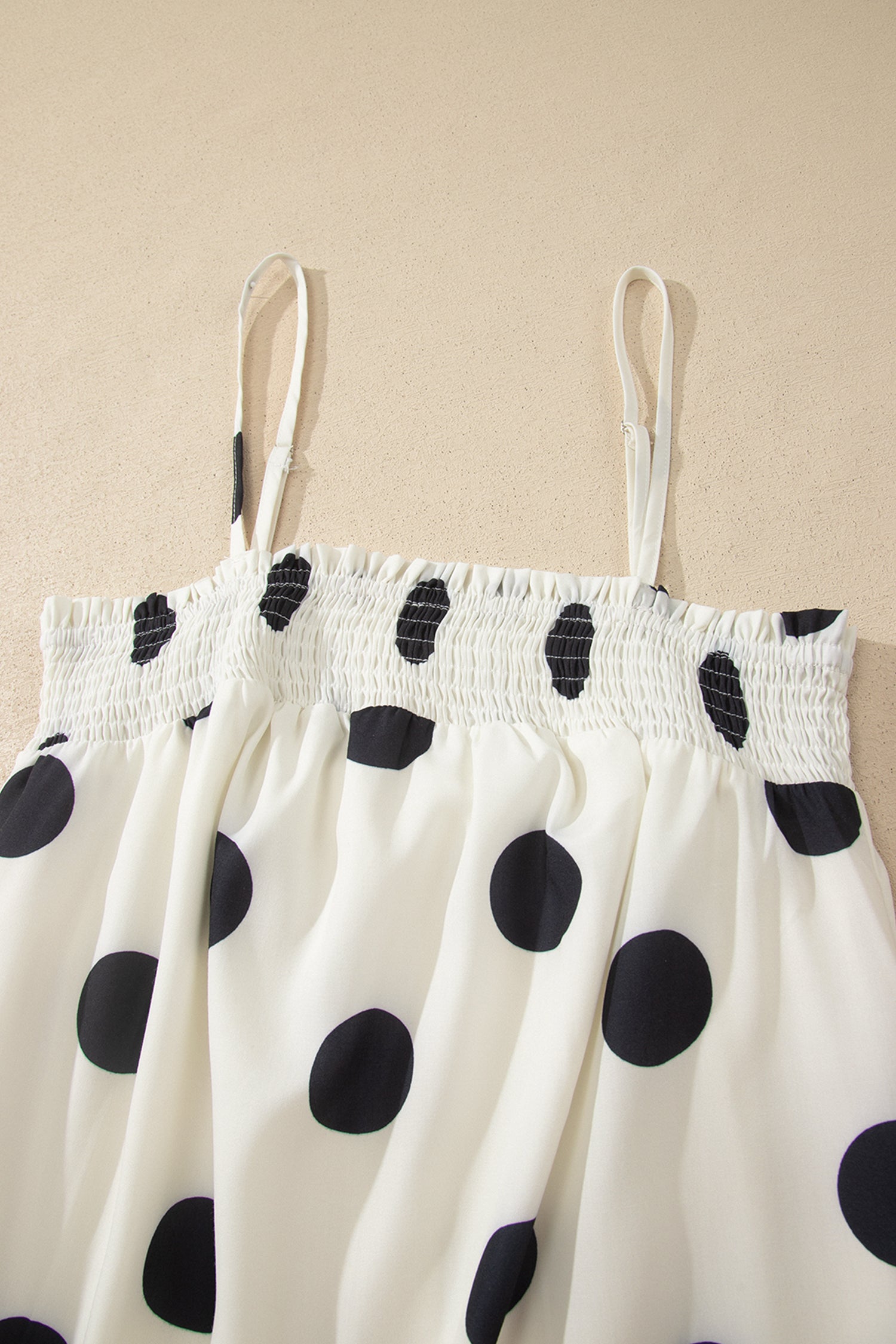 White Polka Dot Spaghetti Straps Maxi Dress