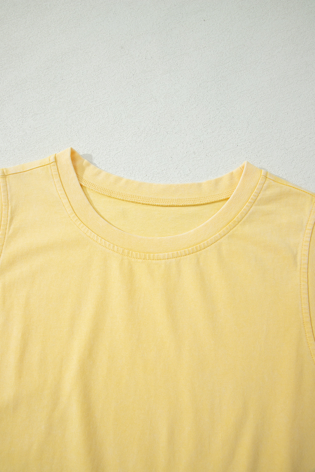 Yellow Cream 2 Pieces Mineral Wash Cotton Tank Top Lined Split Skort Set