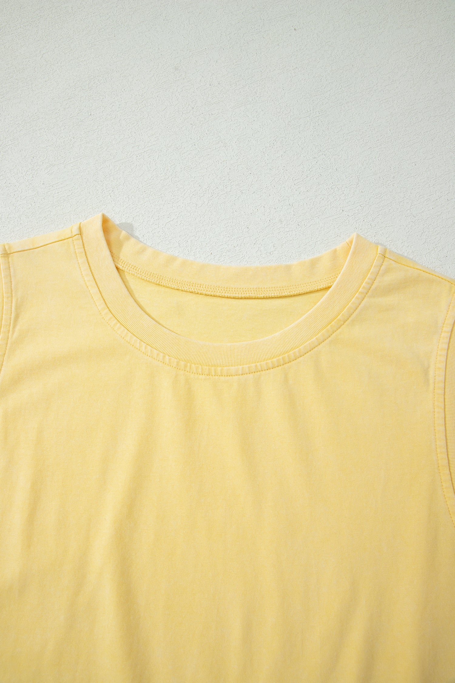 Yellow Cream 2 Pieces Mineral Wash Cotton Tank Top Lined Split Skort Set