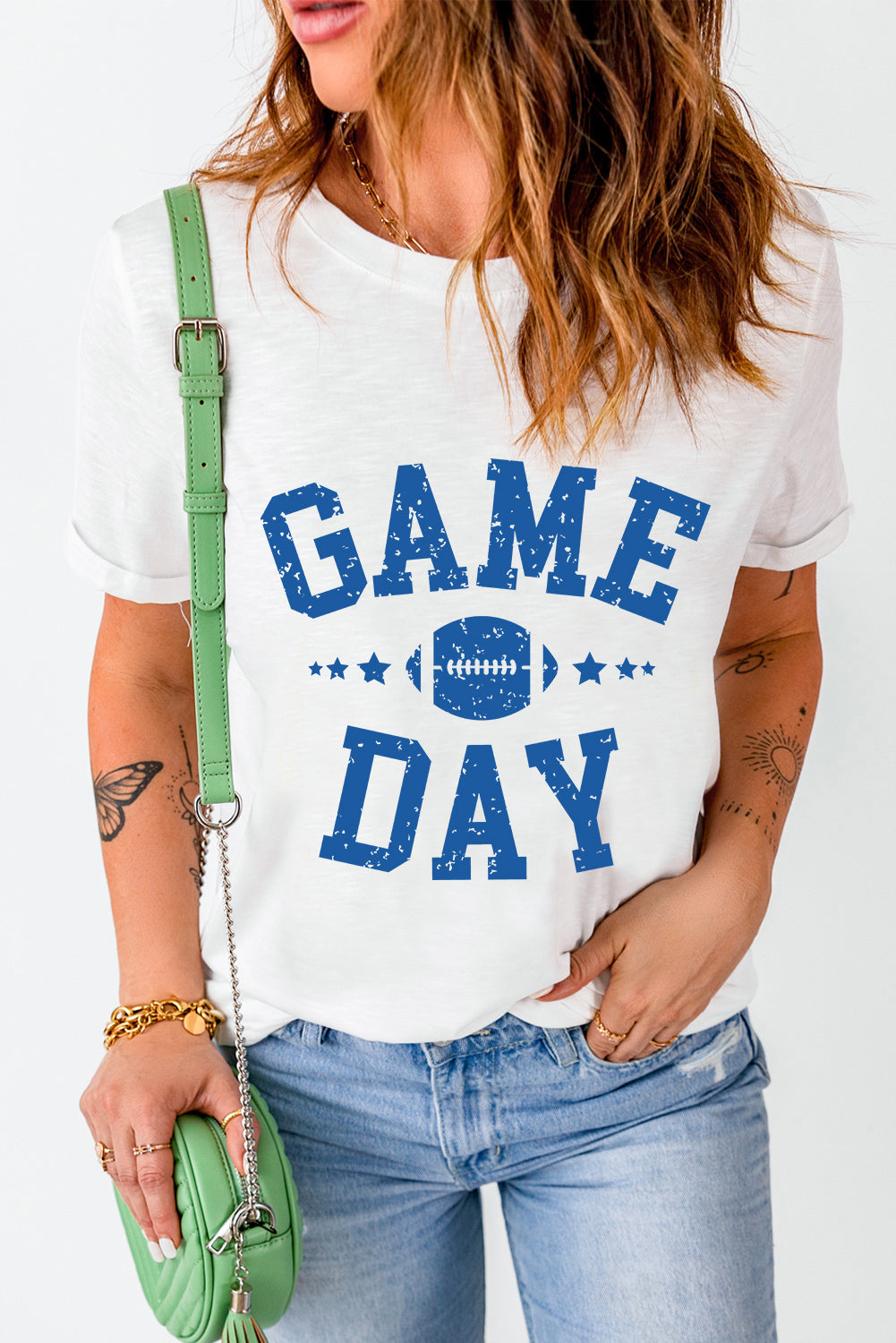 GAME DAY Football Graphic Crewneck T Shirt