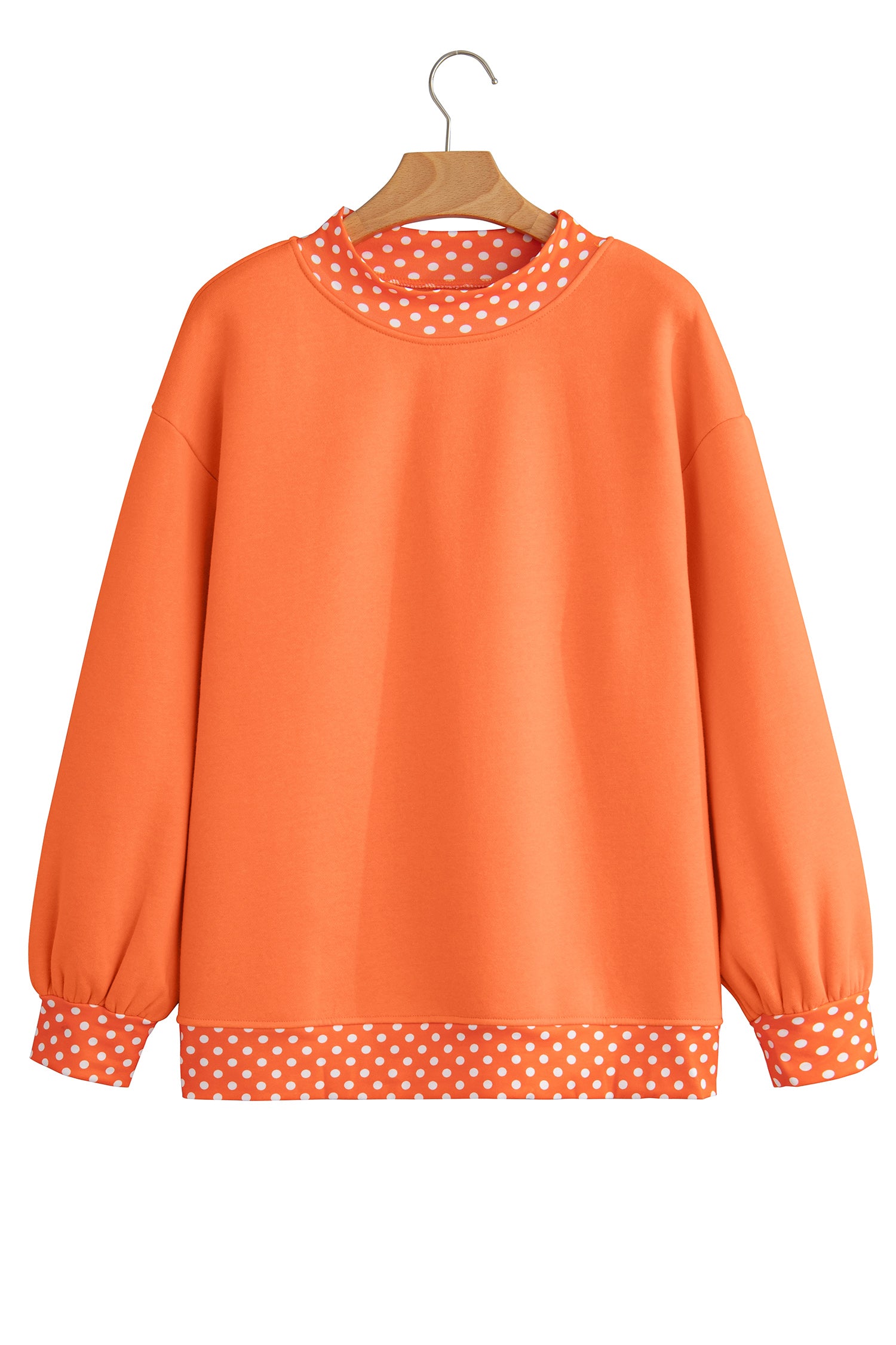 Dark Green Colorblock Polka Dot Contrast Trim Oversized Sweatshirt