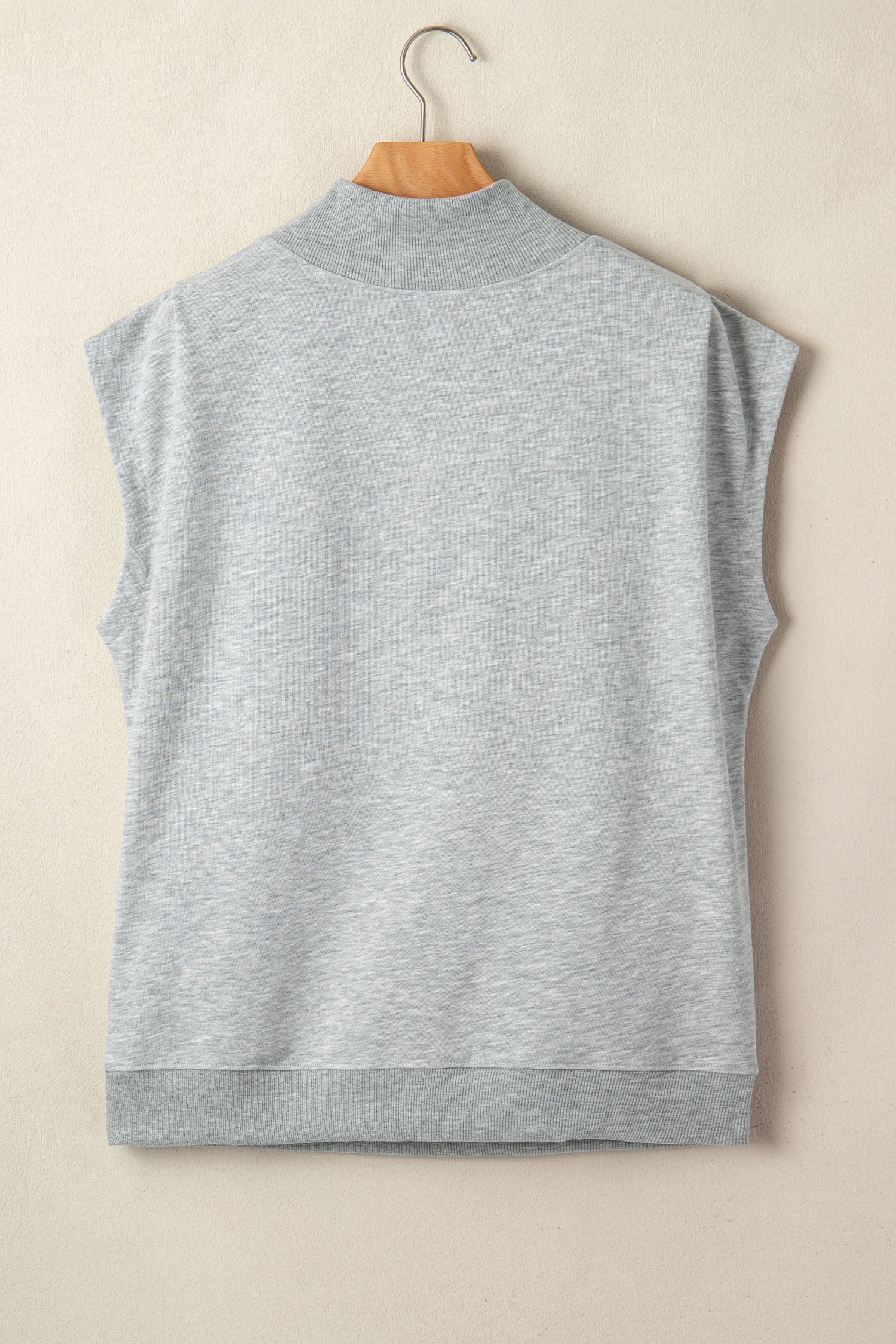 Orange Solid Color High Neck Cap Sleeve Loose Top