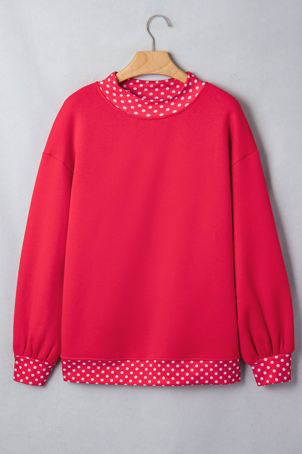 Dark Green Colorblock Polka Dot Contrast Trim Oversized Sweatshirt