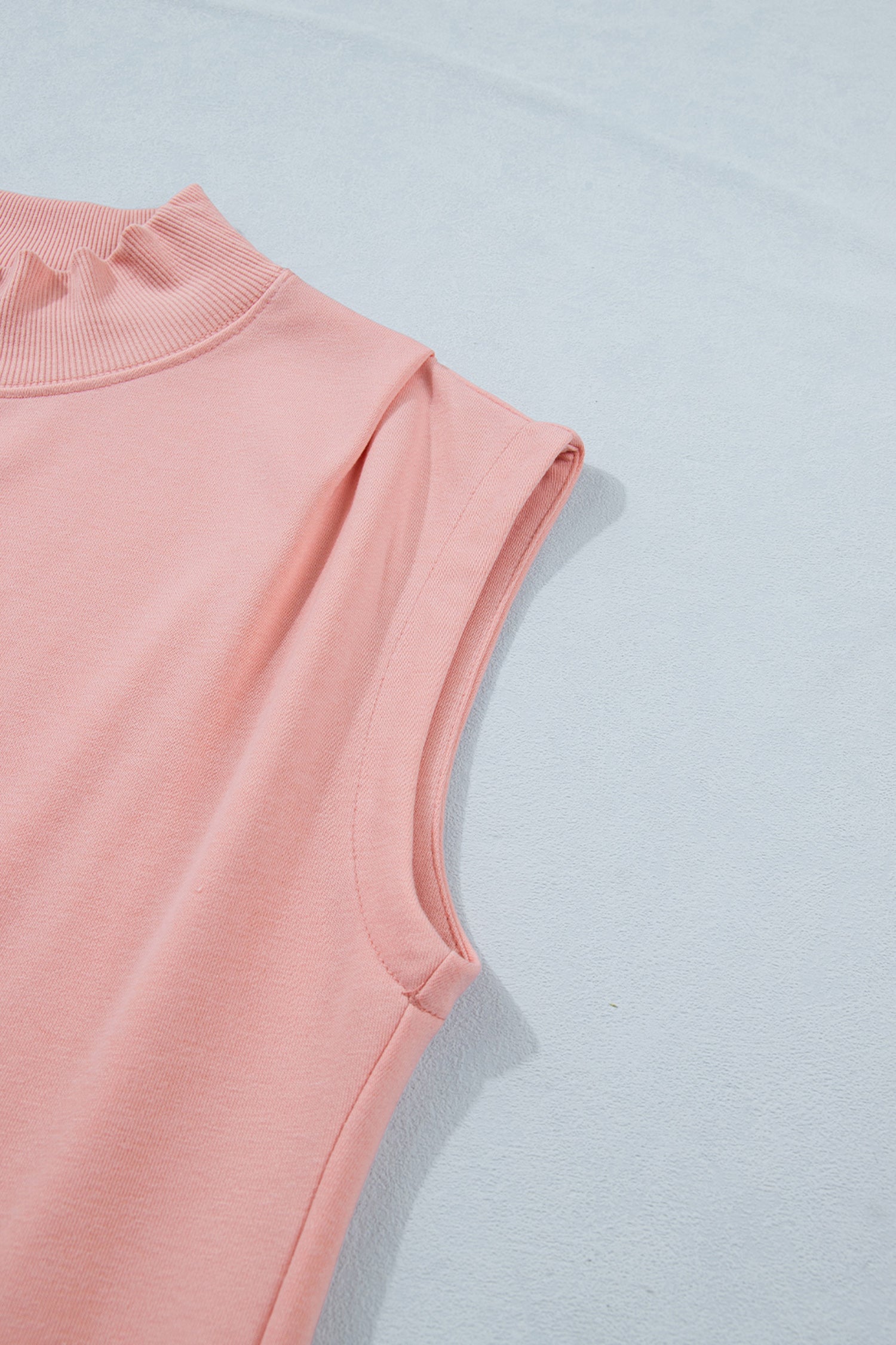 Orange Solid Color High Neck Cap Sleeve Loose Top