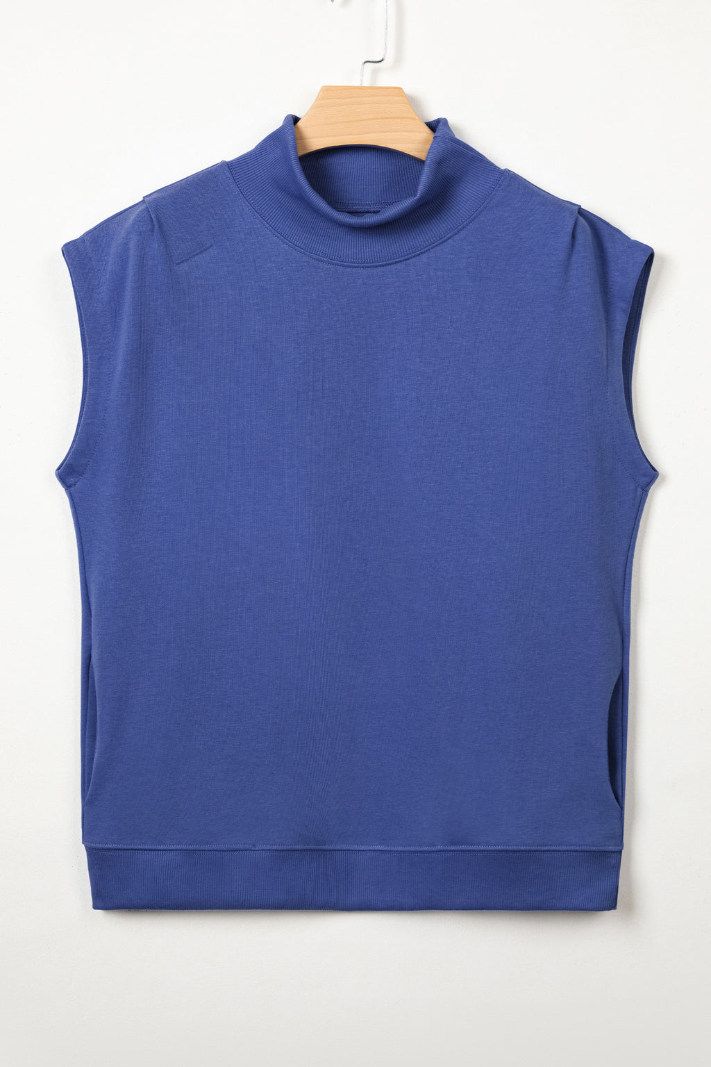 Orange Solid Color High Neck Cap Sleeve Loose Top