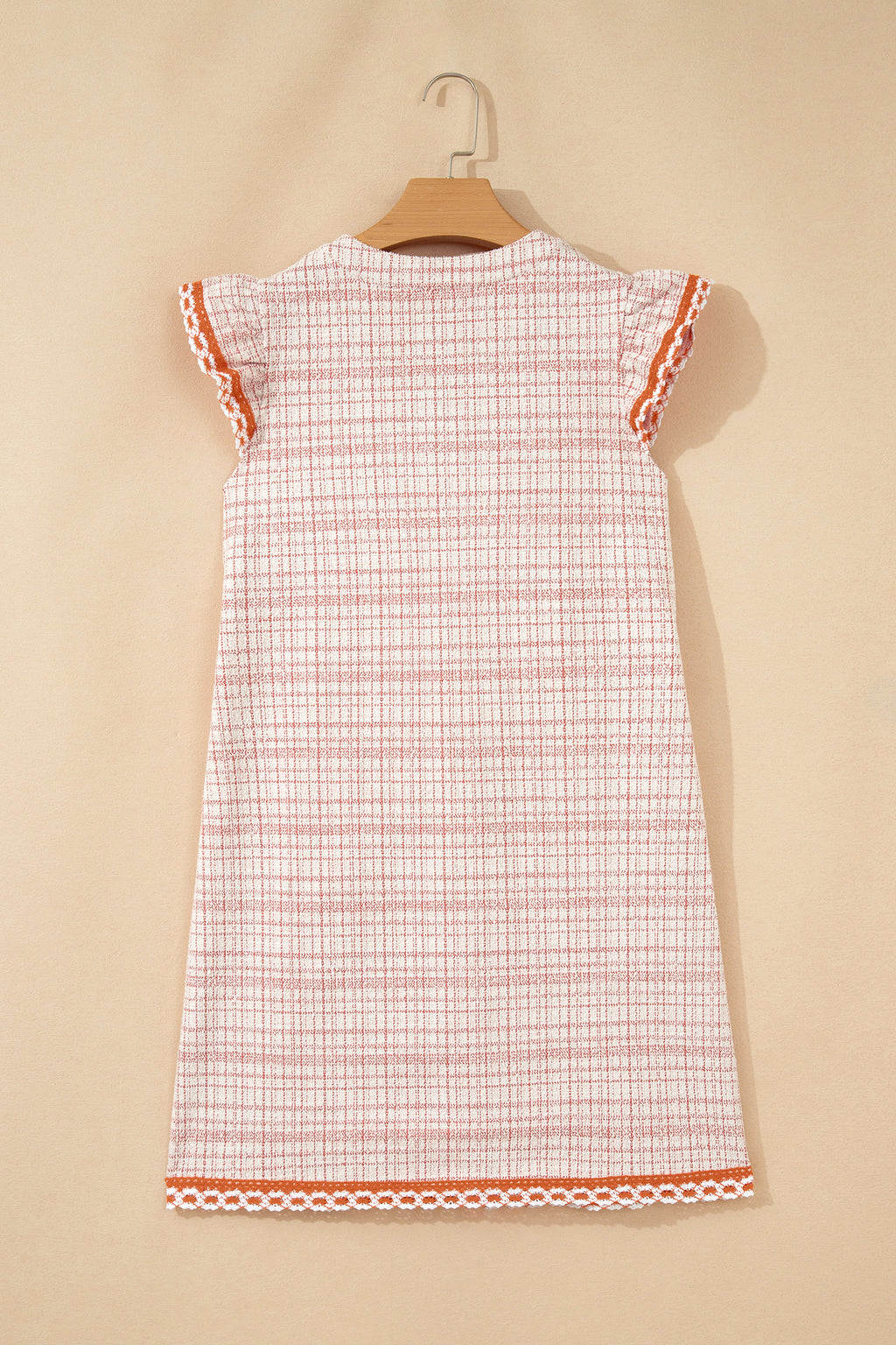 White Jacquard Textured Contrast Trim Short Sleeve Tassel Tie Shift Dress