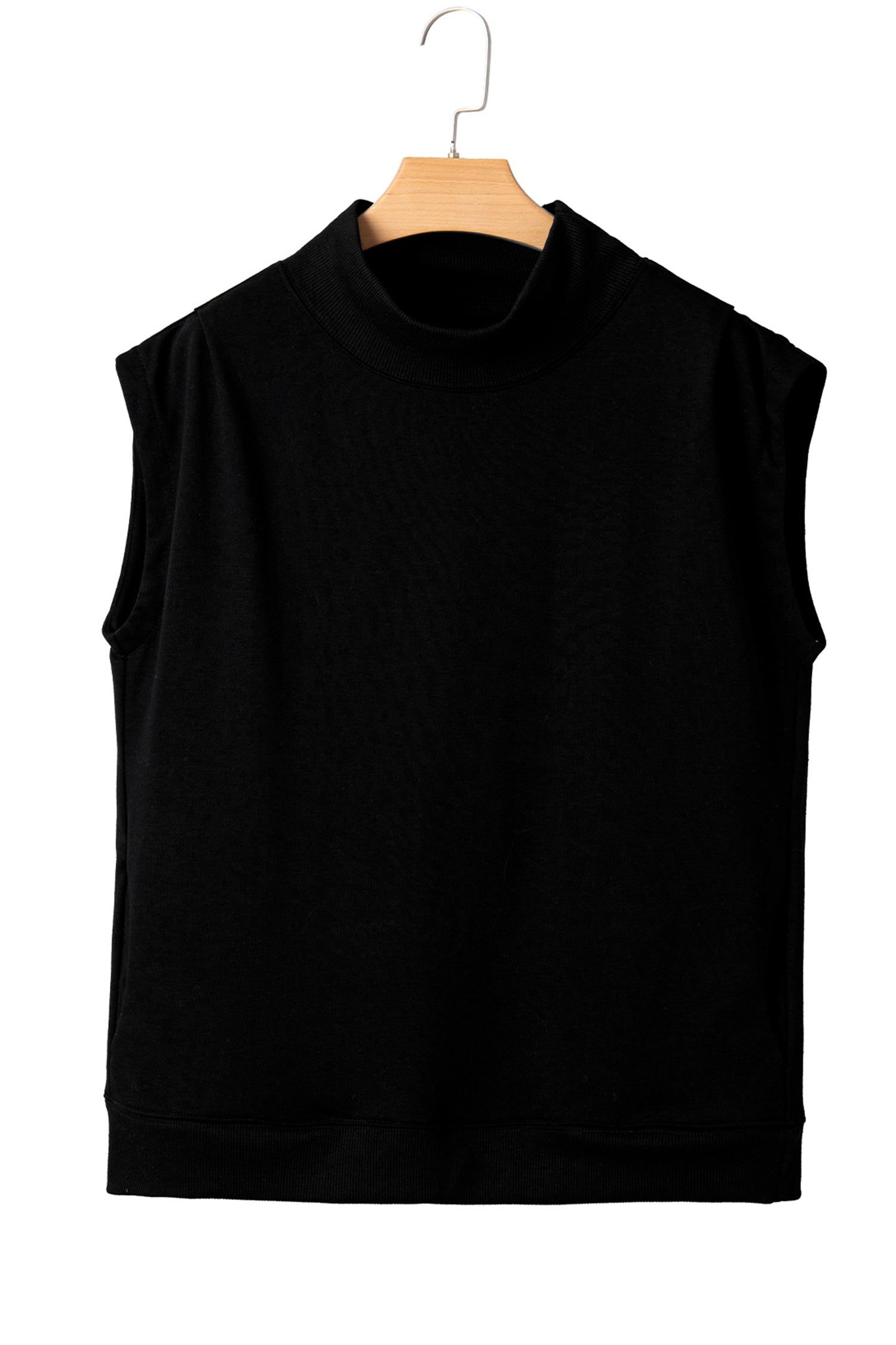 Orange Solid Color High Neck Cap Sleeve Loose Top
