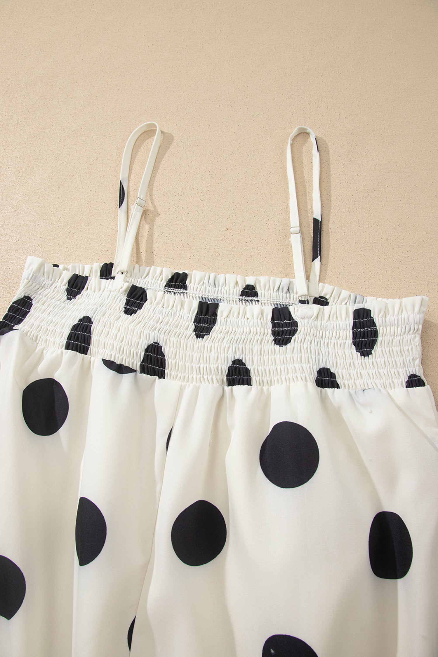 White Polka Dot Spaghetti Straps Maxi Dress