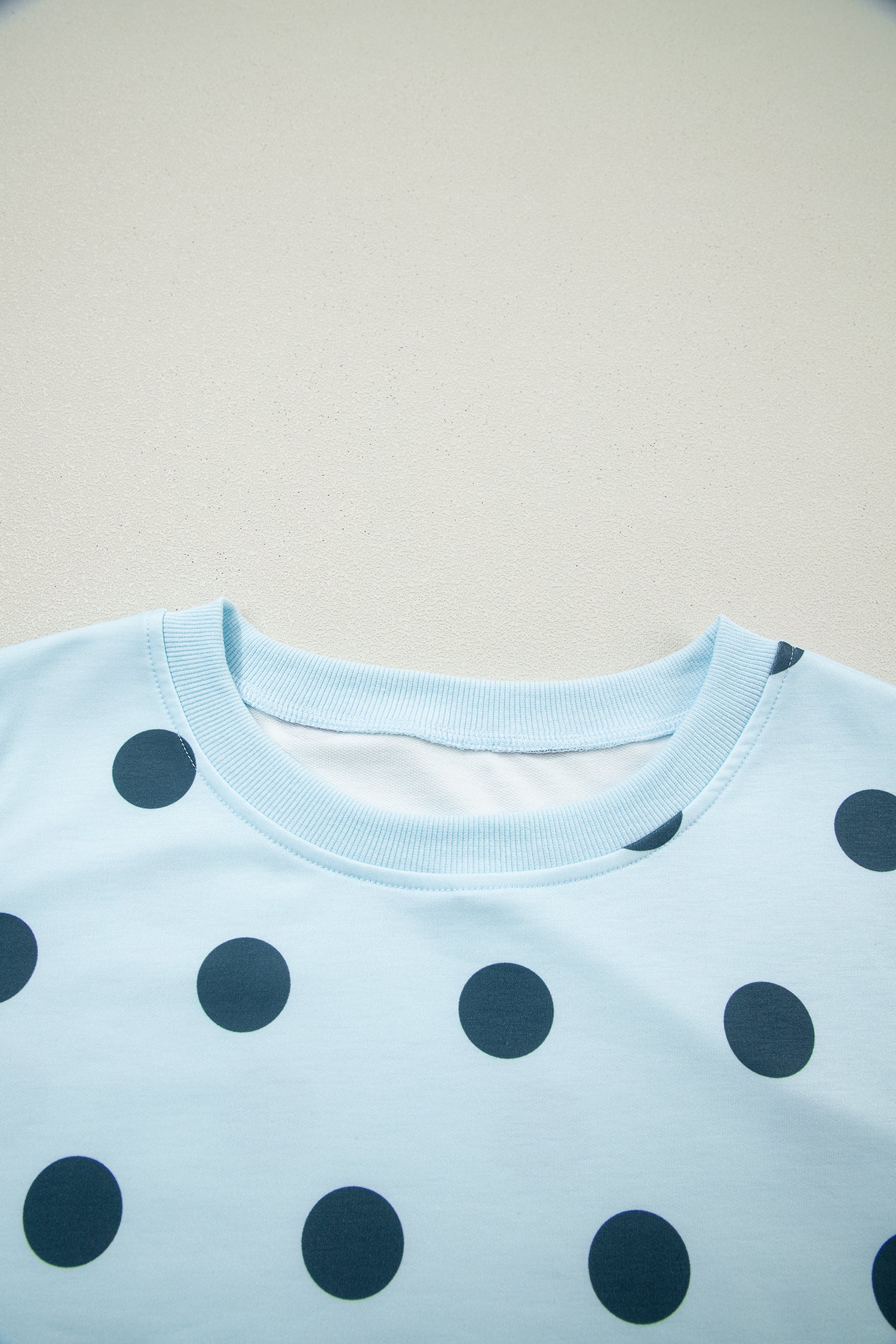 Sky Blue Ribbed Trim Polka Dot Print Tank Split Mini Skort 2pcs Set