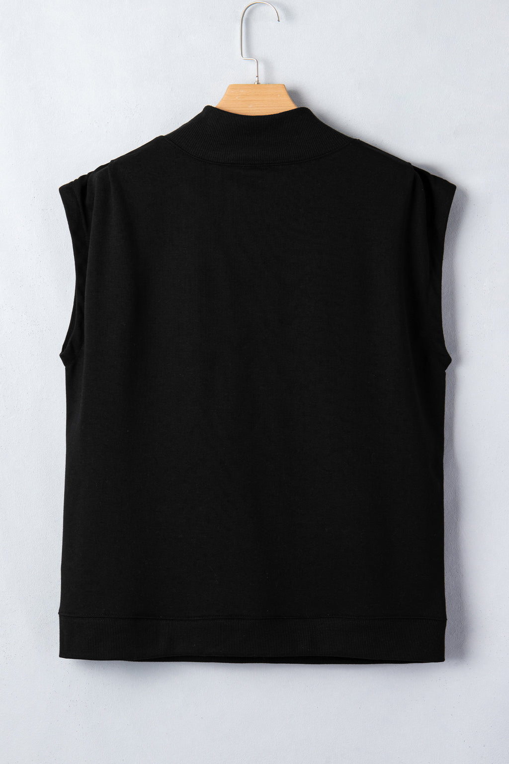 Orange Solid Color High Neck Cap Sleeve Loose Top