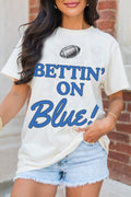 Football BETTIN ON Blue Graphic Crewneck T Shirt