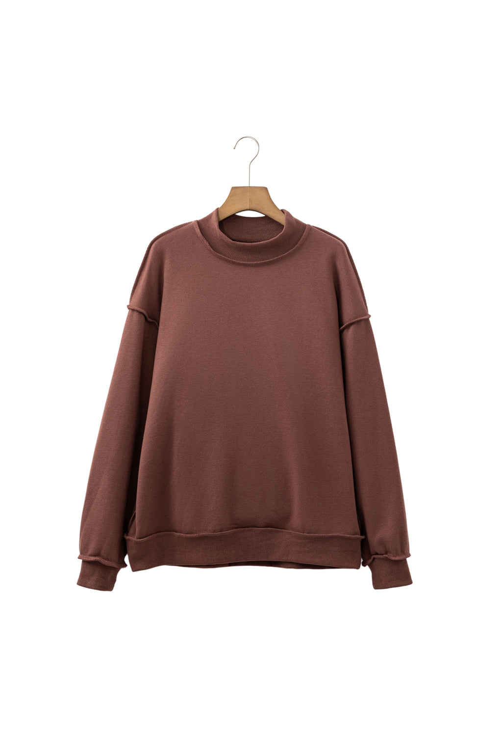 Red Dahlia Oversize Drop Shoulder Reversible Mock Neck Sweatshirt