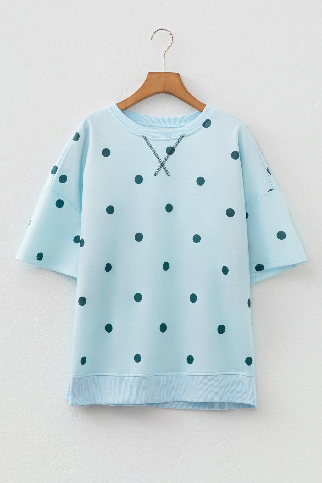 Yellow Polka Dot Print Crossed Seam Detail Oversize Tee