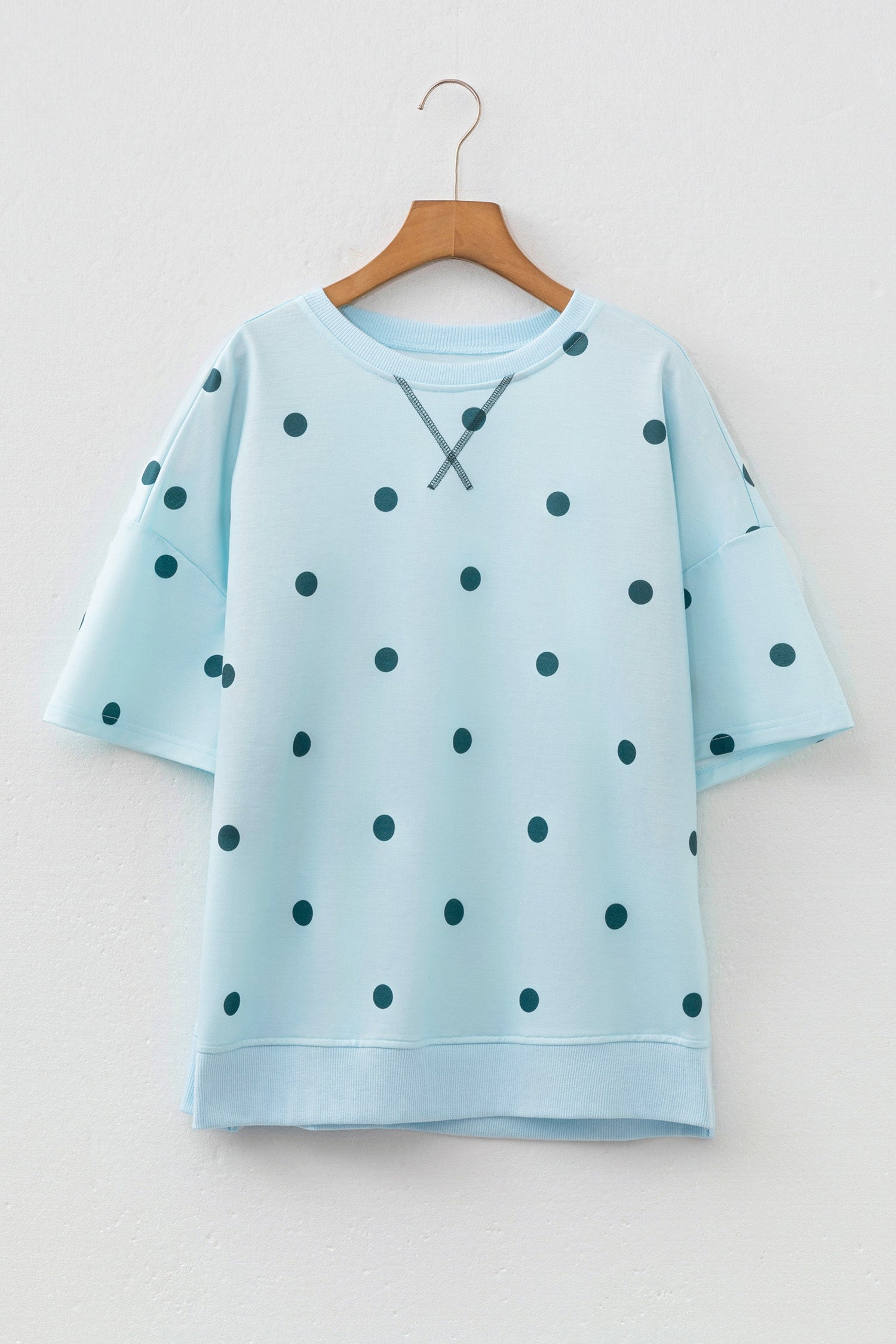 Yellow Polka Dot Print Crossed Seam Detail Oversize Tee