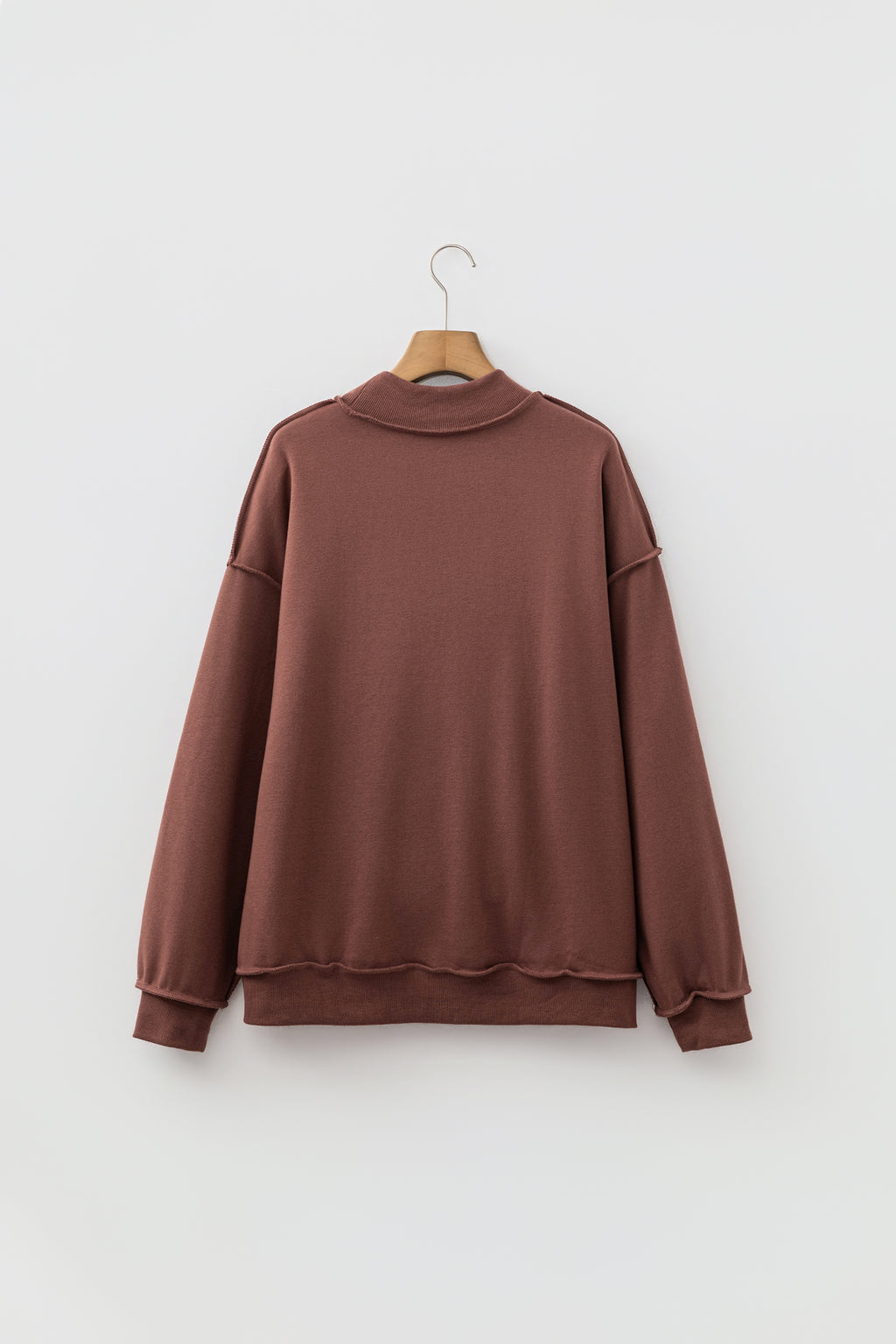 Red Dahlia Oversize Drop Shoulder Reversible Mock Neck Sweatshirt