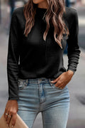 Laurel Green Solid Color Seam Detail Raglan Long Sleeve Top