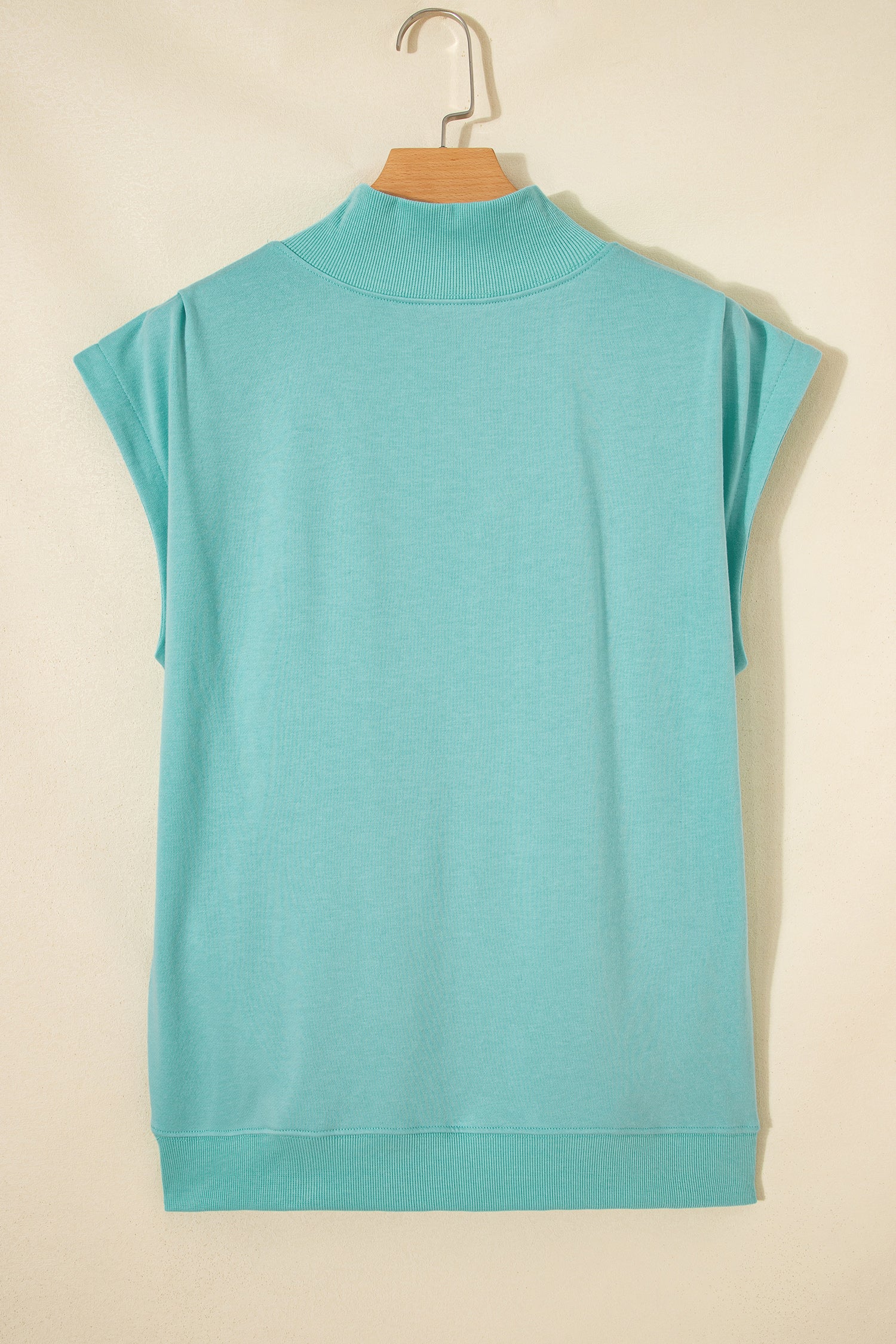Orange Solid Color High Neck Cap Sleeve Loose Top