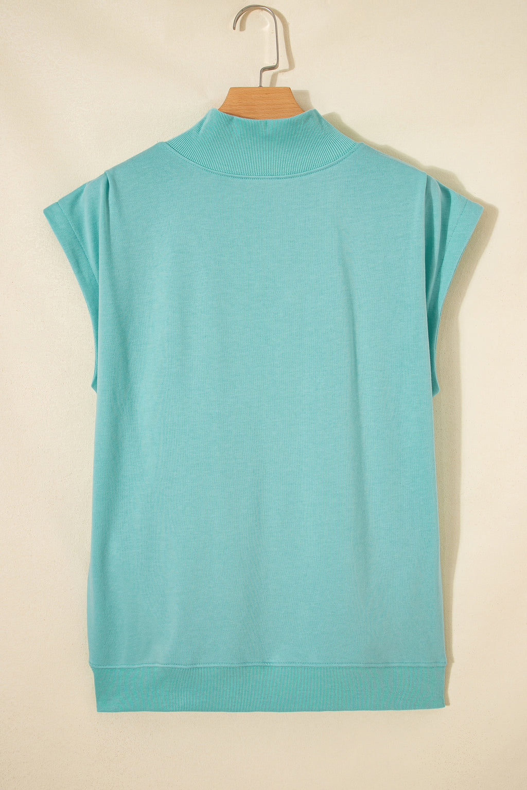 Orange Solid Color High Neck Cap Sleeve Loose Top