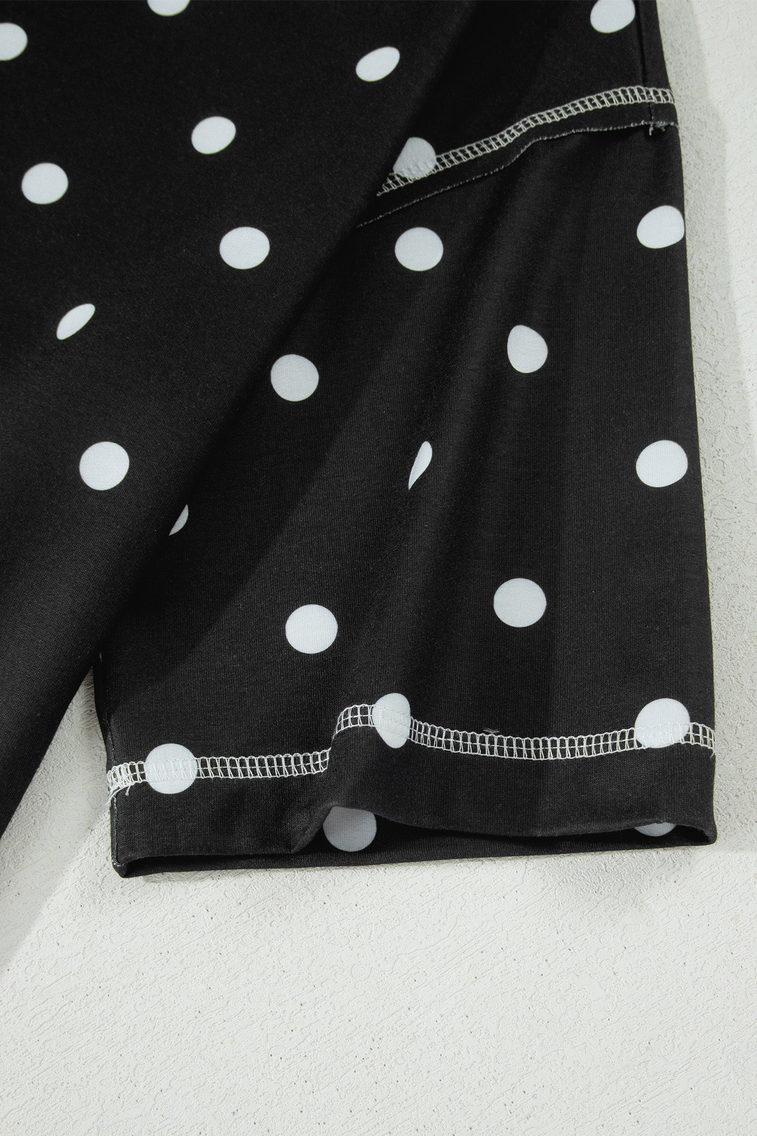 Yellow Exposed Seam Detail Polka Dot Loose Tee Drawstring Shorts Set