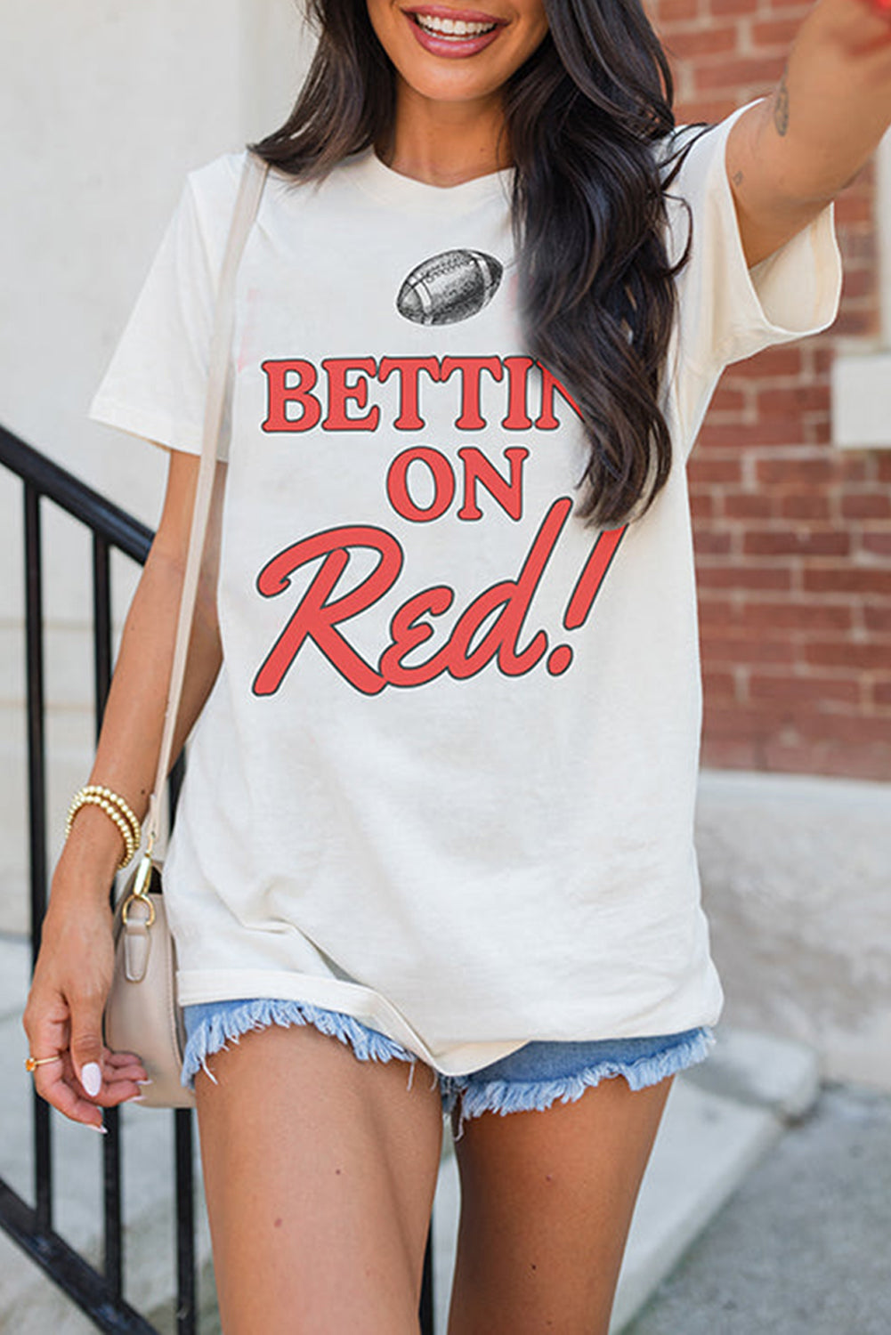 Football BETTIN ON Blue Graphic Crewneck T Shirt