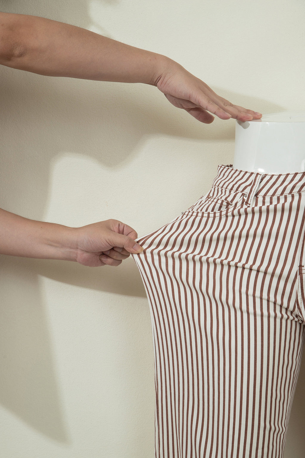 Brown Stripe Casual Barrel Jeans
