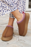 Black Contrast Print Suede Plush Lined Snow Boots