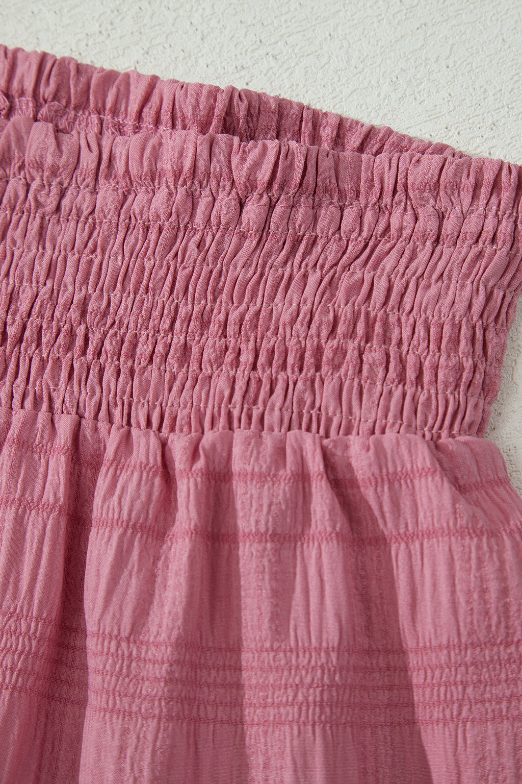 Peach Blossom Textured Square Neck Top and Shirred High Waist Shorts Set