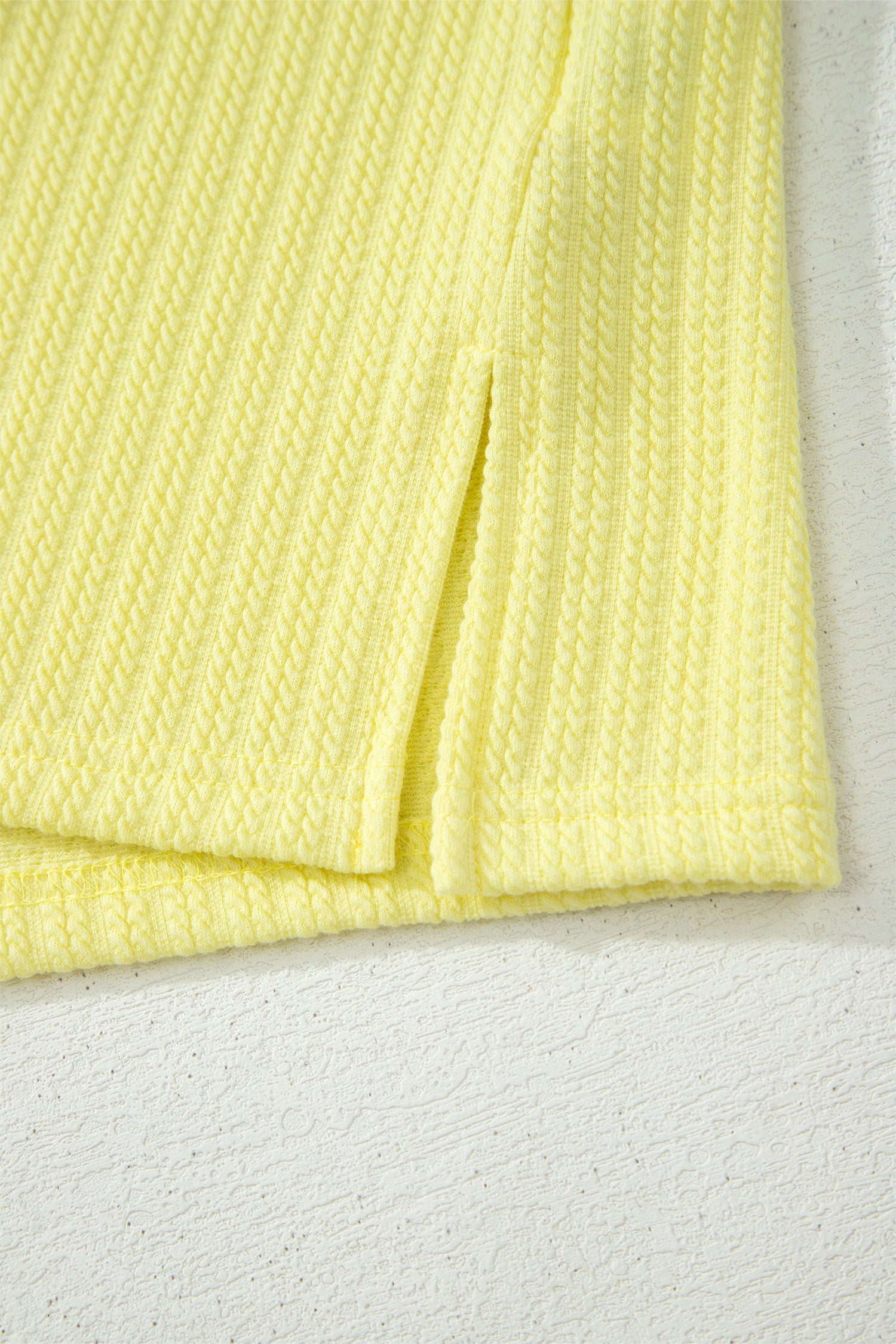 Yellow Cream Solid Color Textured Loose Tank Casual Shorts 2pcs Outfit