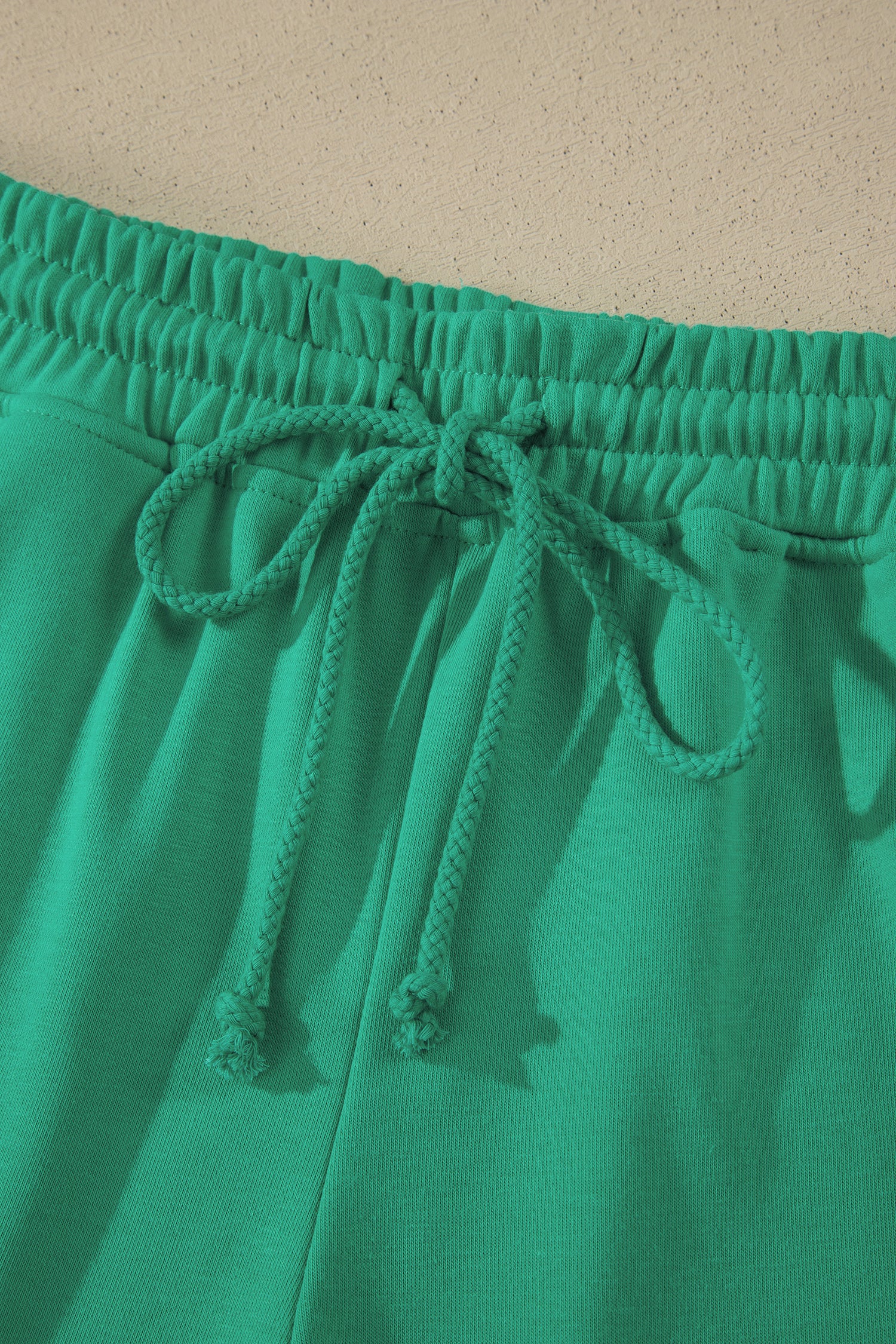 Mist Blue Solid Color Loose Tee Drawstring Shorts 2pcs Outfit