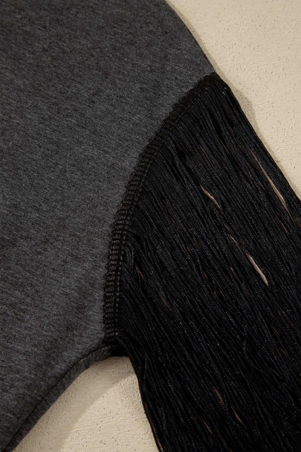 Carbon Grey YEE HAW Boots STATE OF MIND Fringed Sleeve Tee
