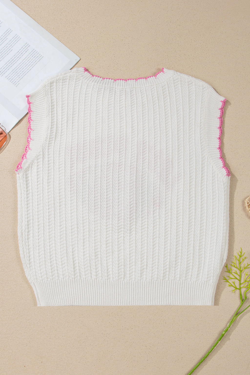 White Lets Play Rugby Pattern Textured Knit Casual Shift Sweater Vest