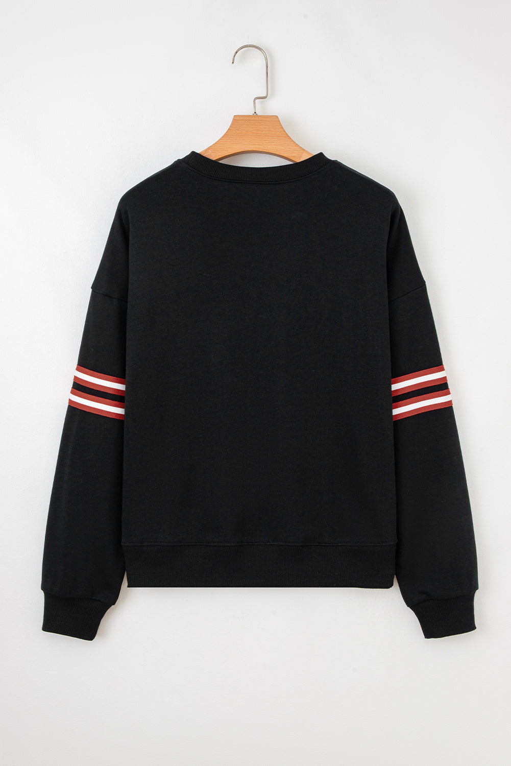 Baseball Bow Graphic Striped Sleeve Baggy Sweatshirt