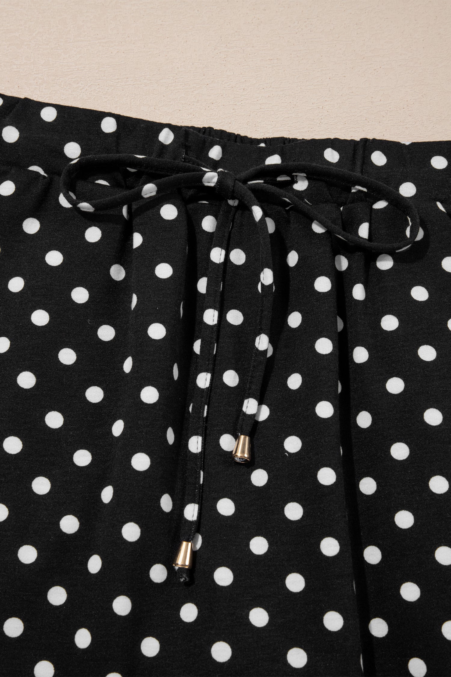 Black Polka Dot Drawstring Casual Mini Skort