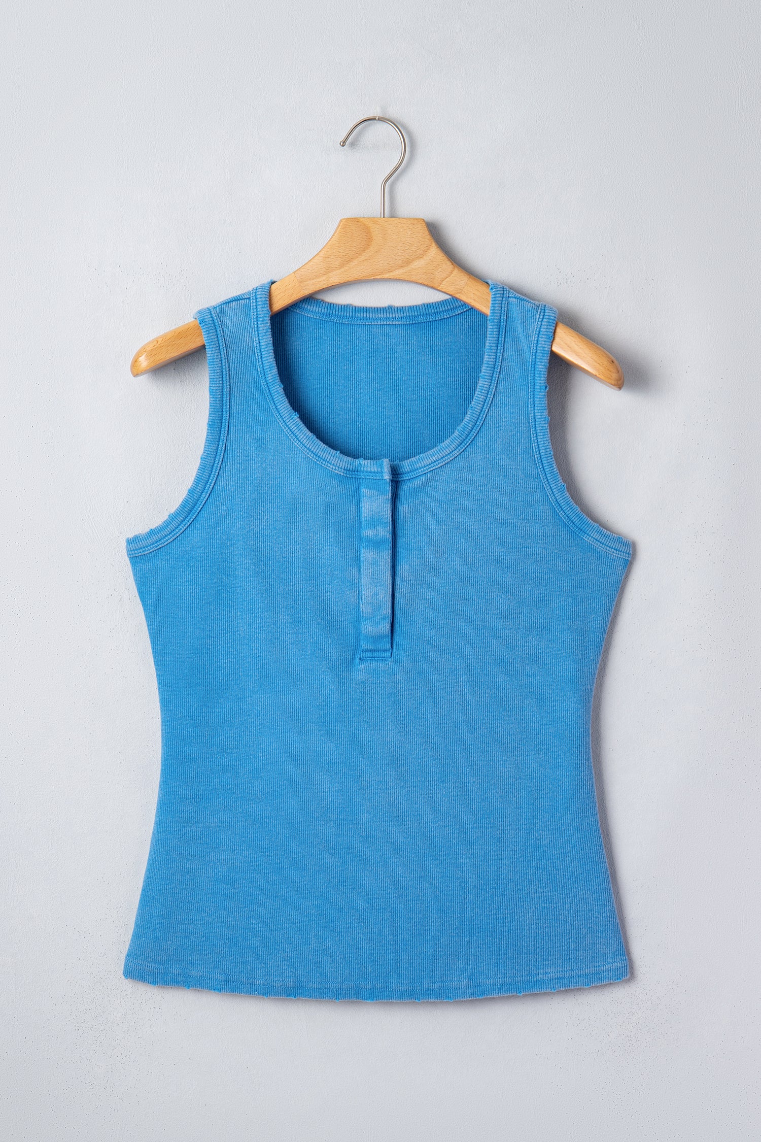 Bright Pink Vintage Distressed Ribbed Mineral Wash Tank Top