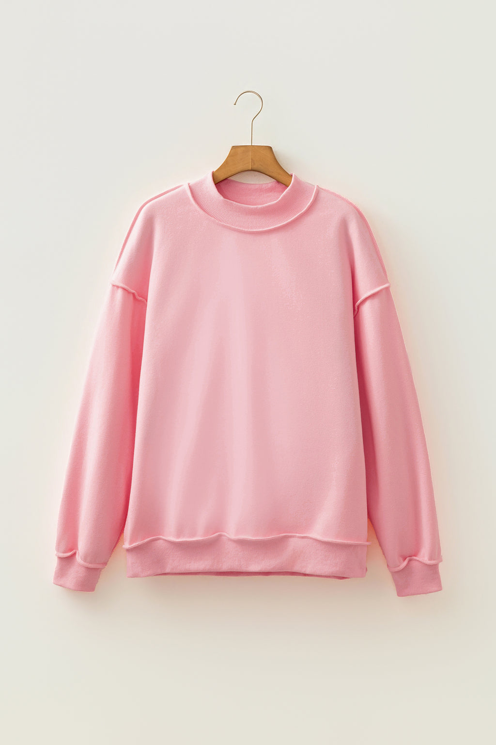 Red Dahlia Oversize Drop Shoulder Reversible Mock Neck Sweatshirt
