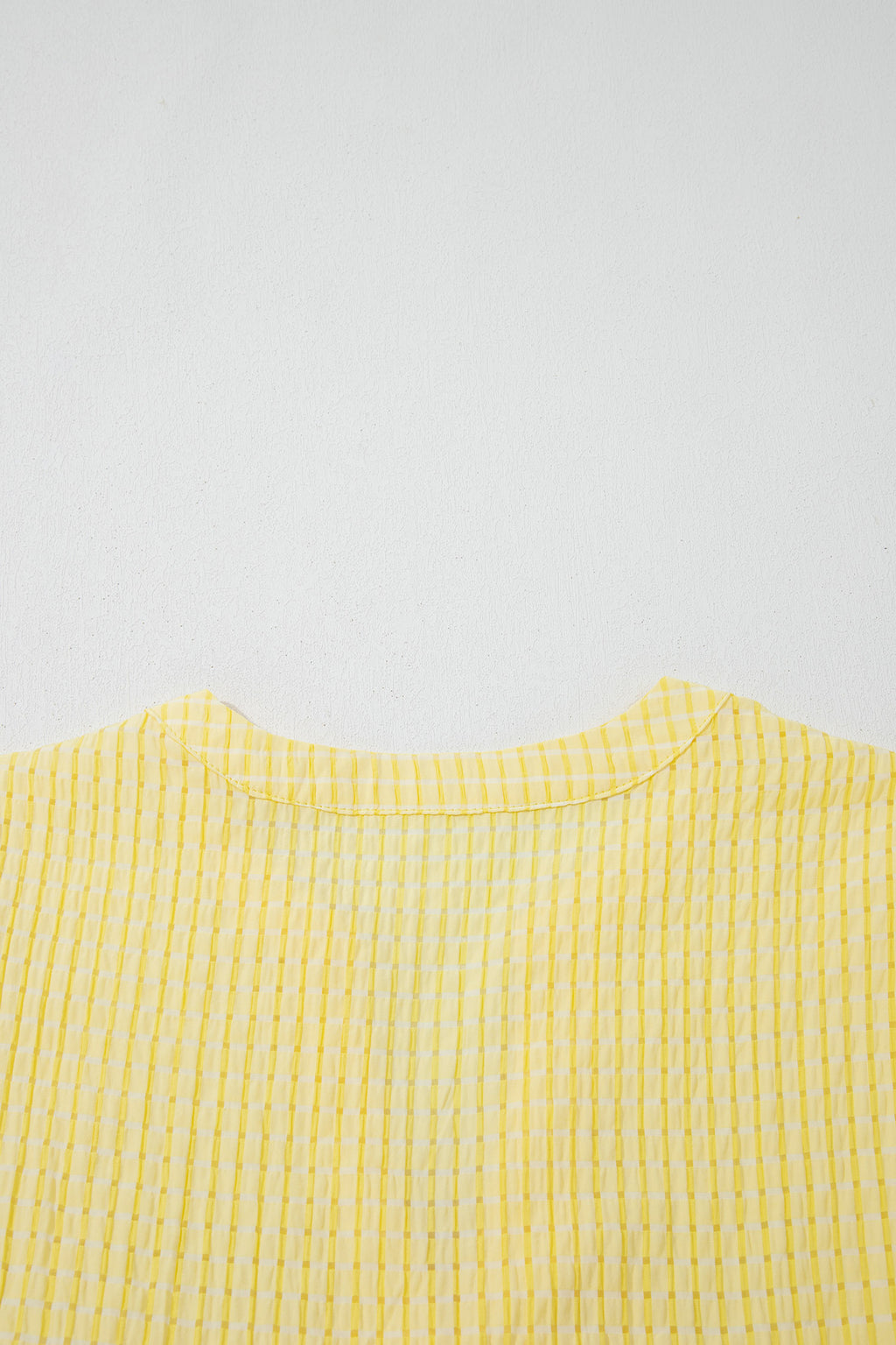Yellow Gingham Textured Bow Tie Short Sleeve Tiered Midi Dress