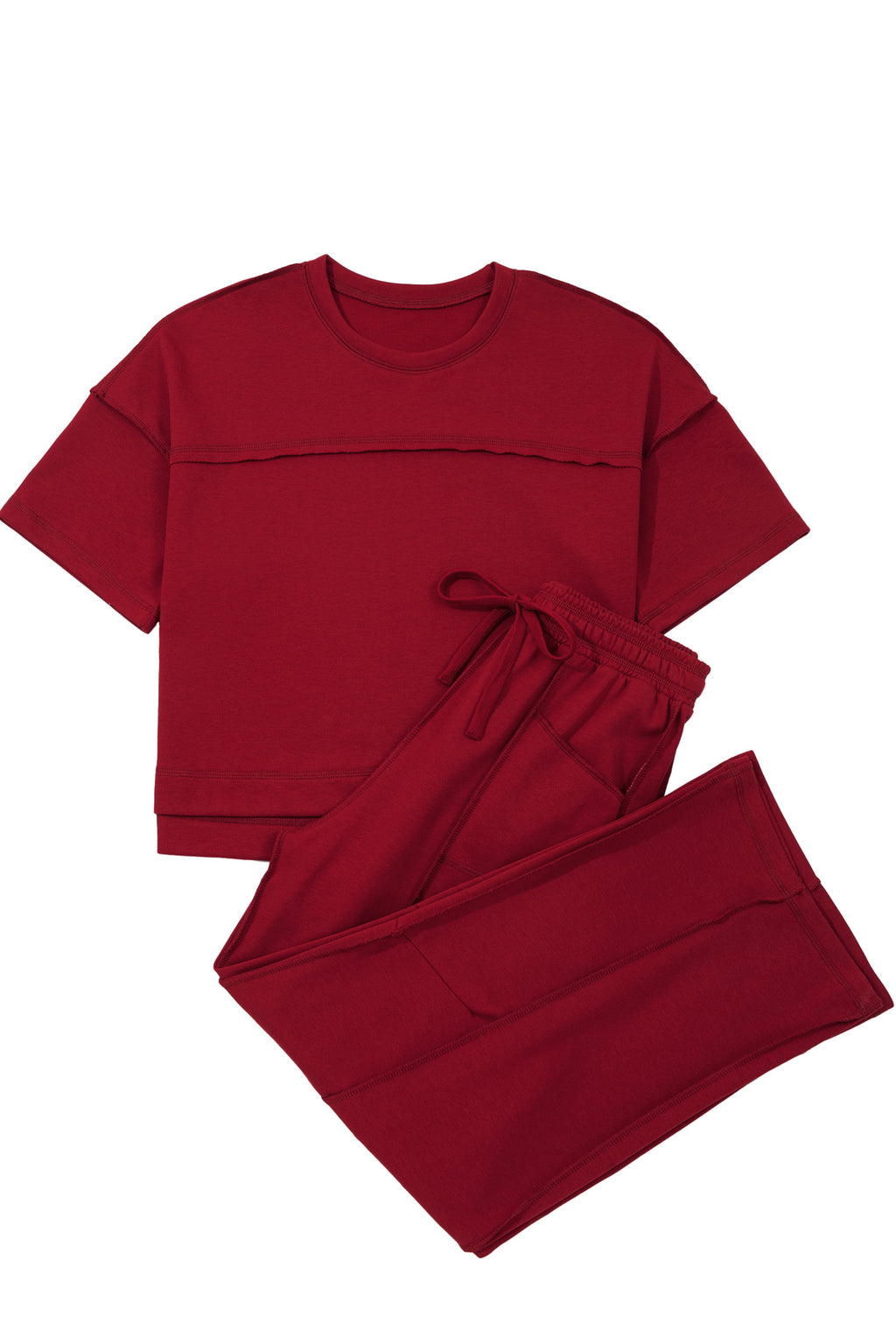 Sky Blue Drop Shoulder Boxy Tee and Barrel Pants Set