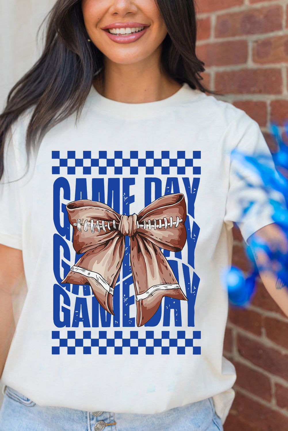 White Football Bow GAME DAY Graphic Tee
