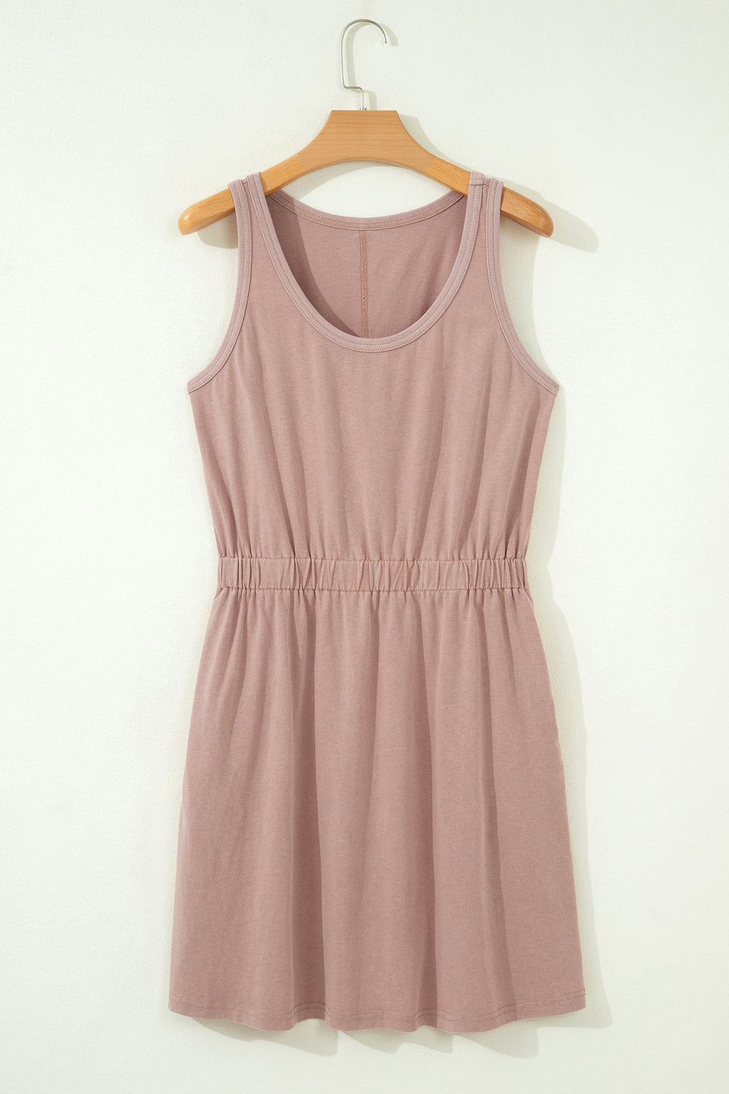 Ashleigh Blue Mineral Wash U Neck Elastic Waist Sleeveless Mini Dress