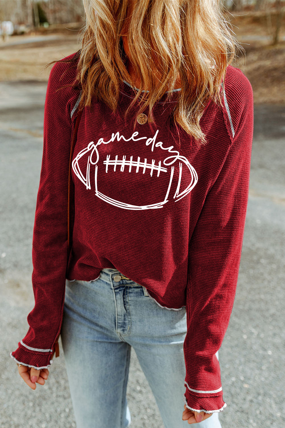 Game Day Football Graphic Thermal Knit Top