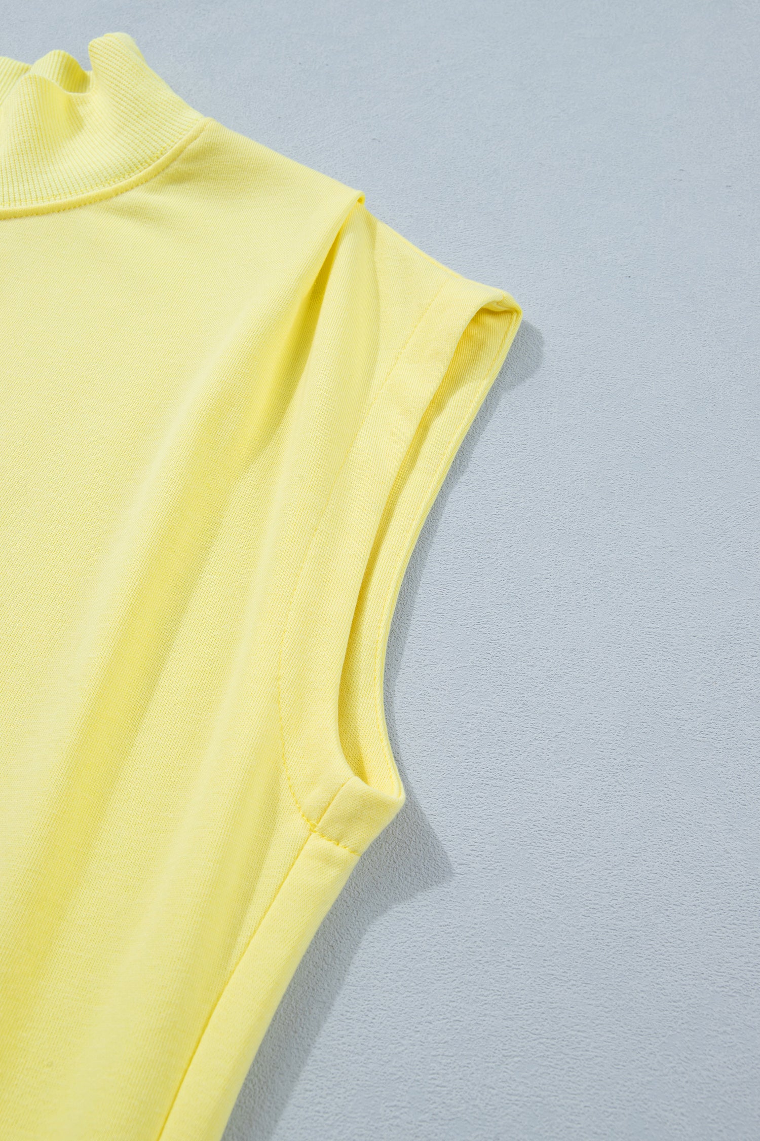 Orange Solid Color High Neck Cap Sleeve Loose Top