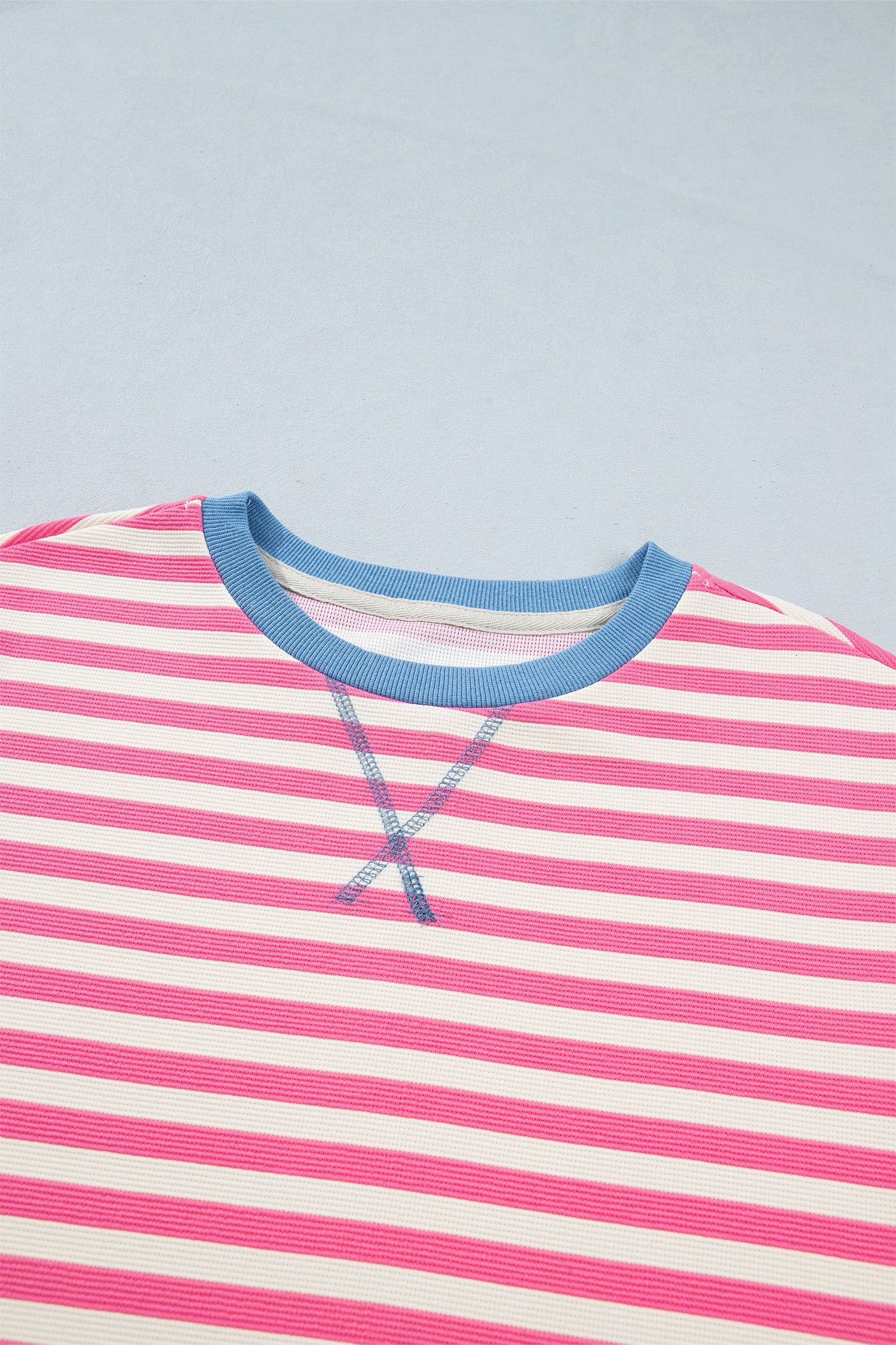Pink Stripe Contrast Patchwork Short Sleeve T Shirt Shift Dress