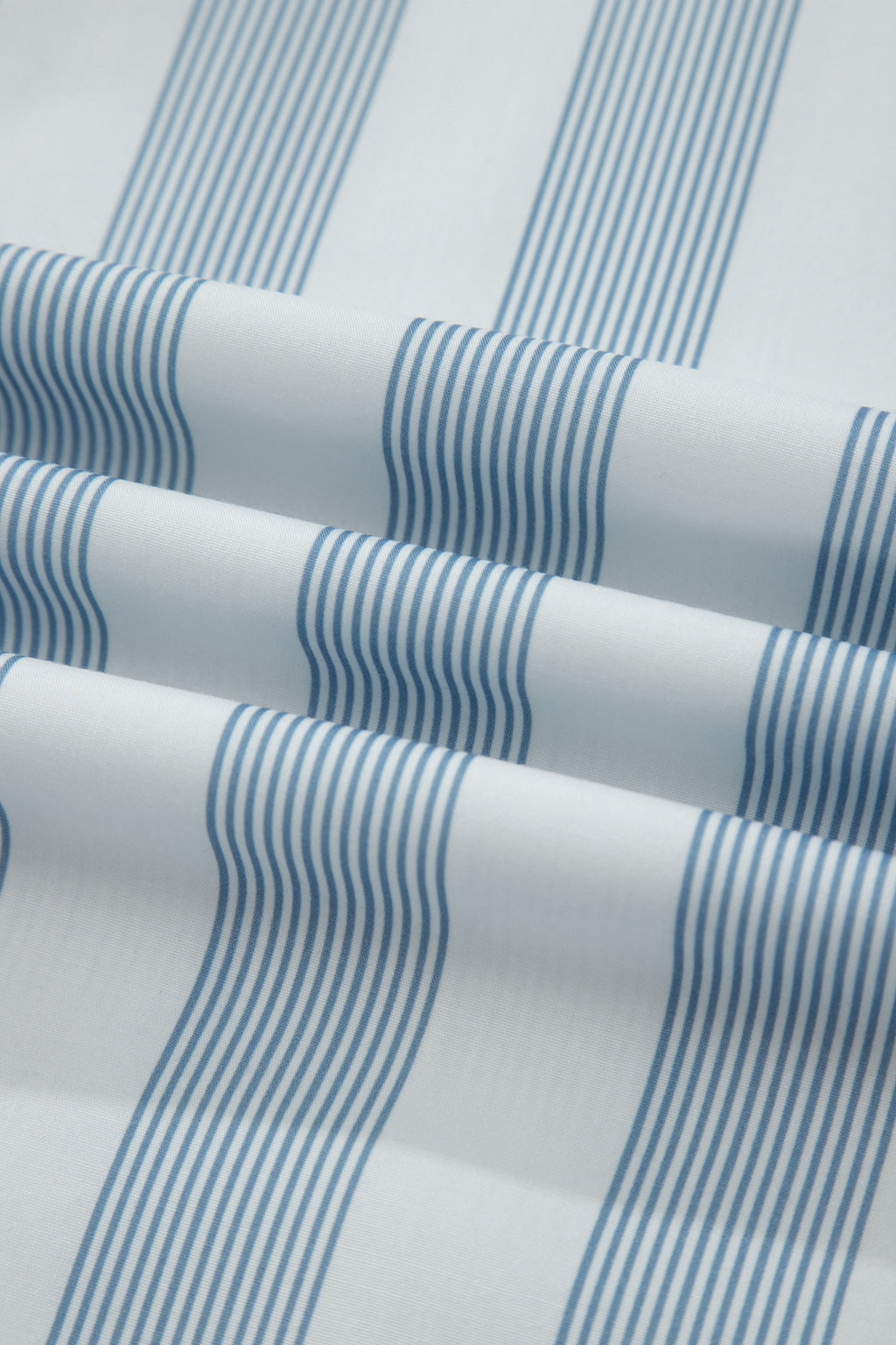 Sky Blue Stripe Subtle Lace Detail V Neck Ruffle Trim Casual Dress