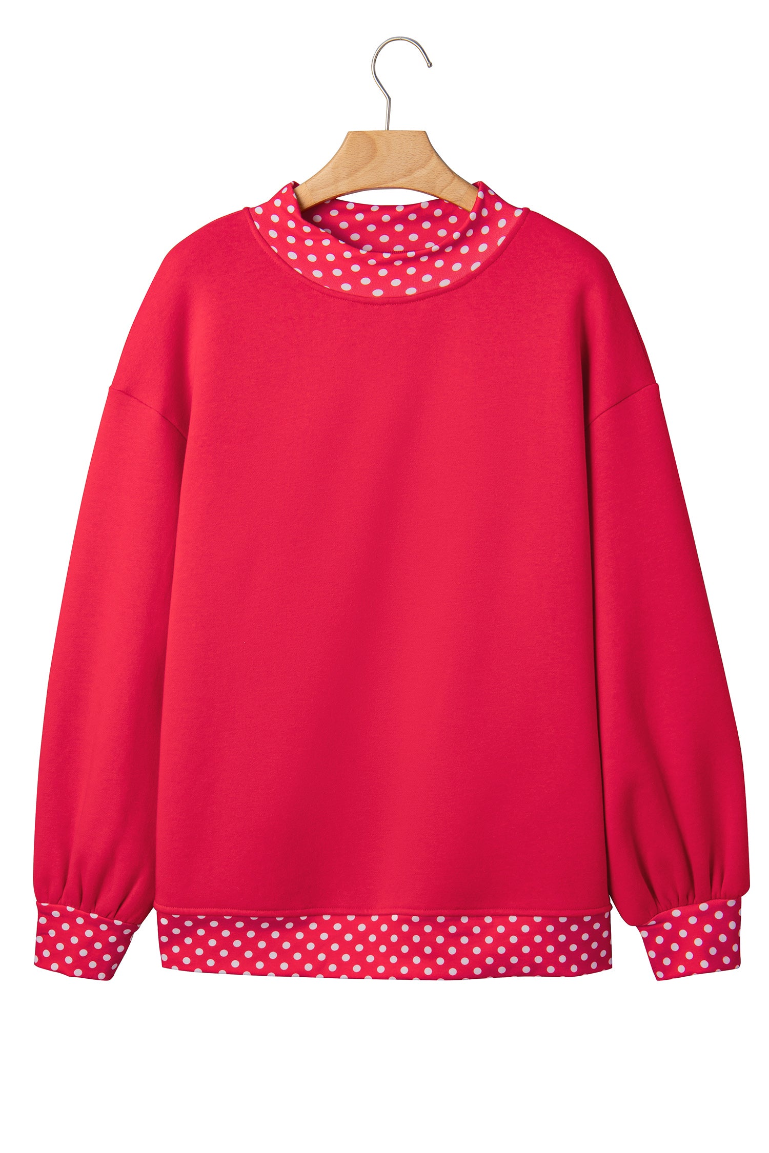 Dark Green Colorblock Polka Dot Contrast Trim Oversized Sweatshirt