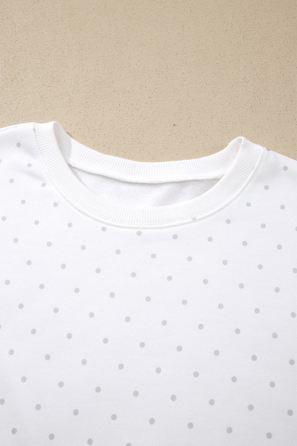 White Polka Dot Print Side Stripe Detail Casual Sweatshirt 2pcs Short Set
